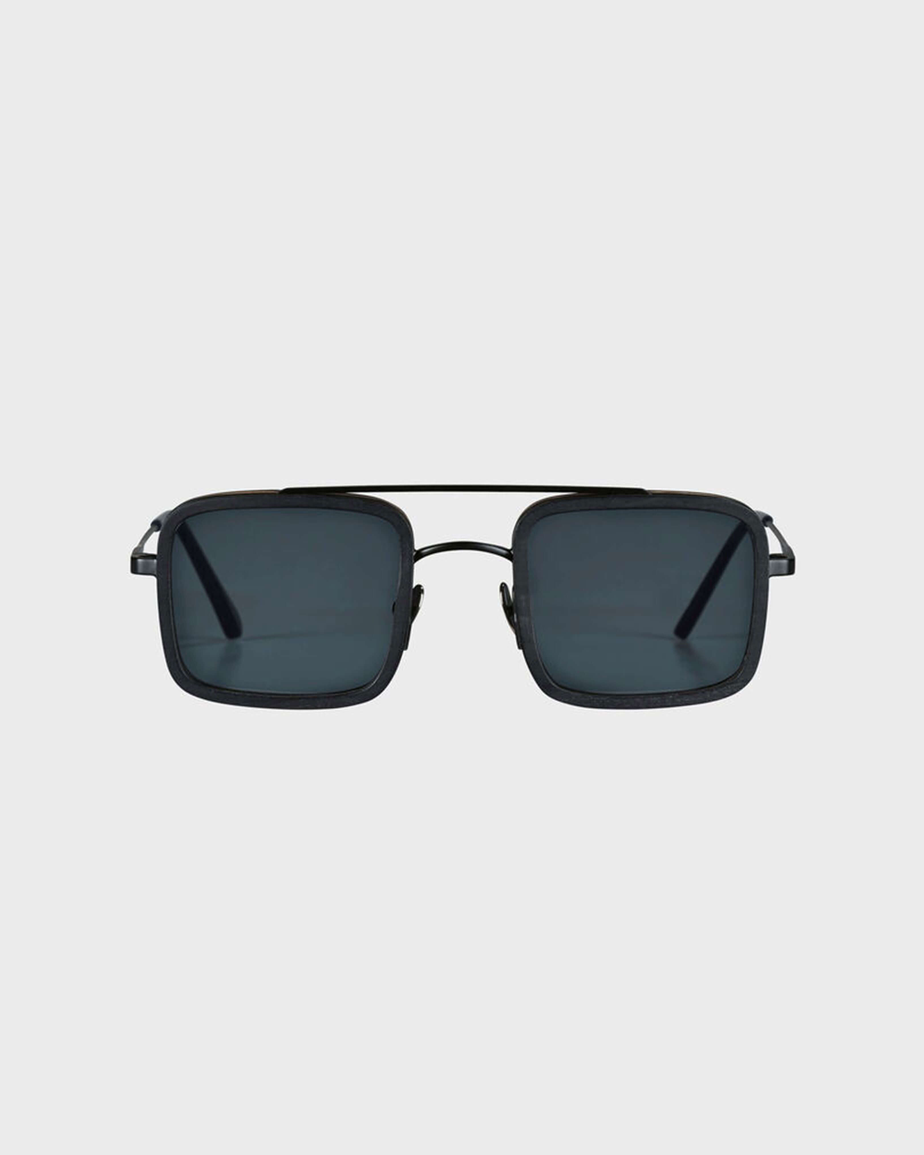White Tulipwood Women and Men Sunglasses - VBQ x Shelter BLACK front view