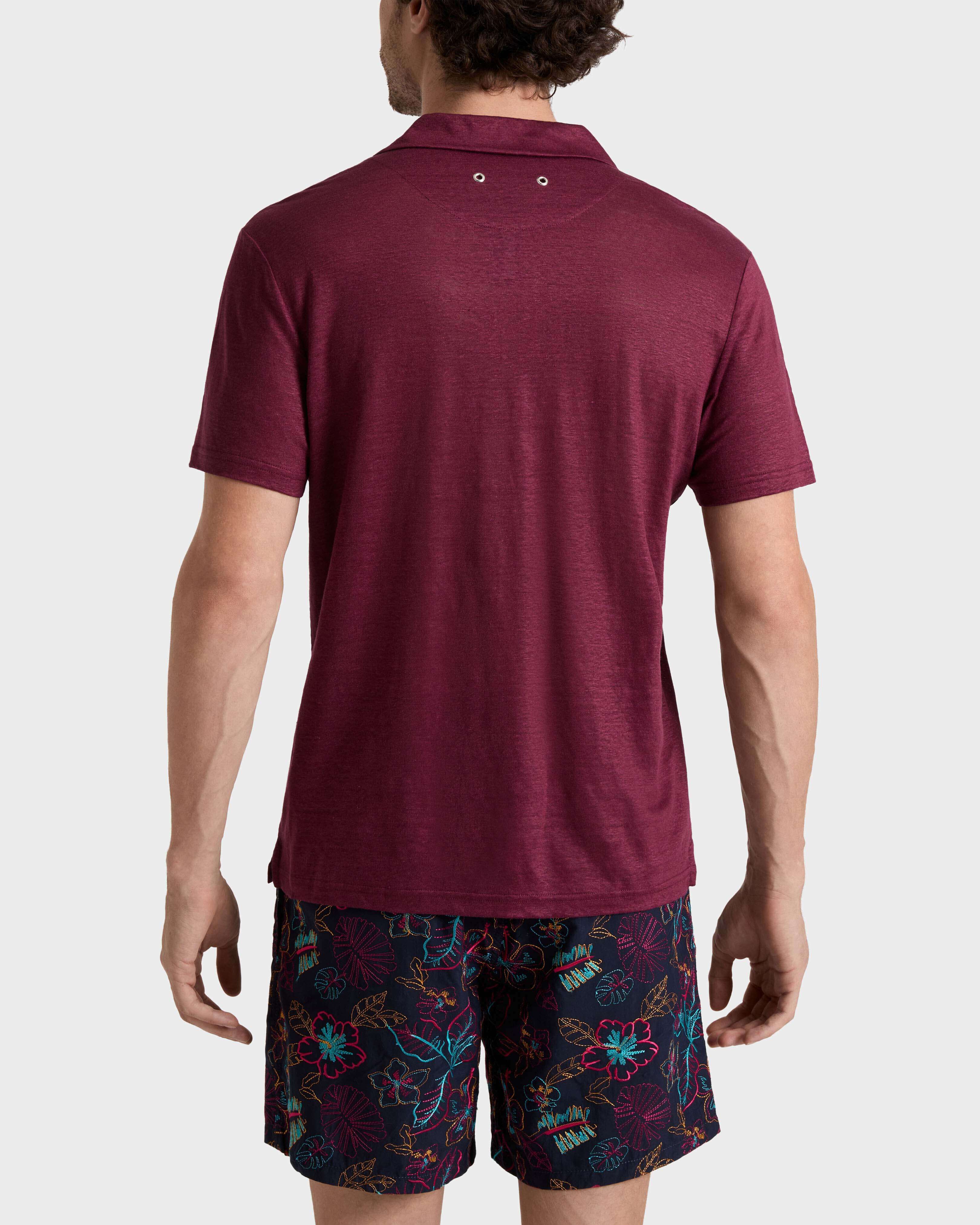 Polo en jersey de lin homme uni BACCHUS backworn view