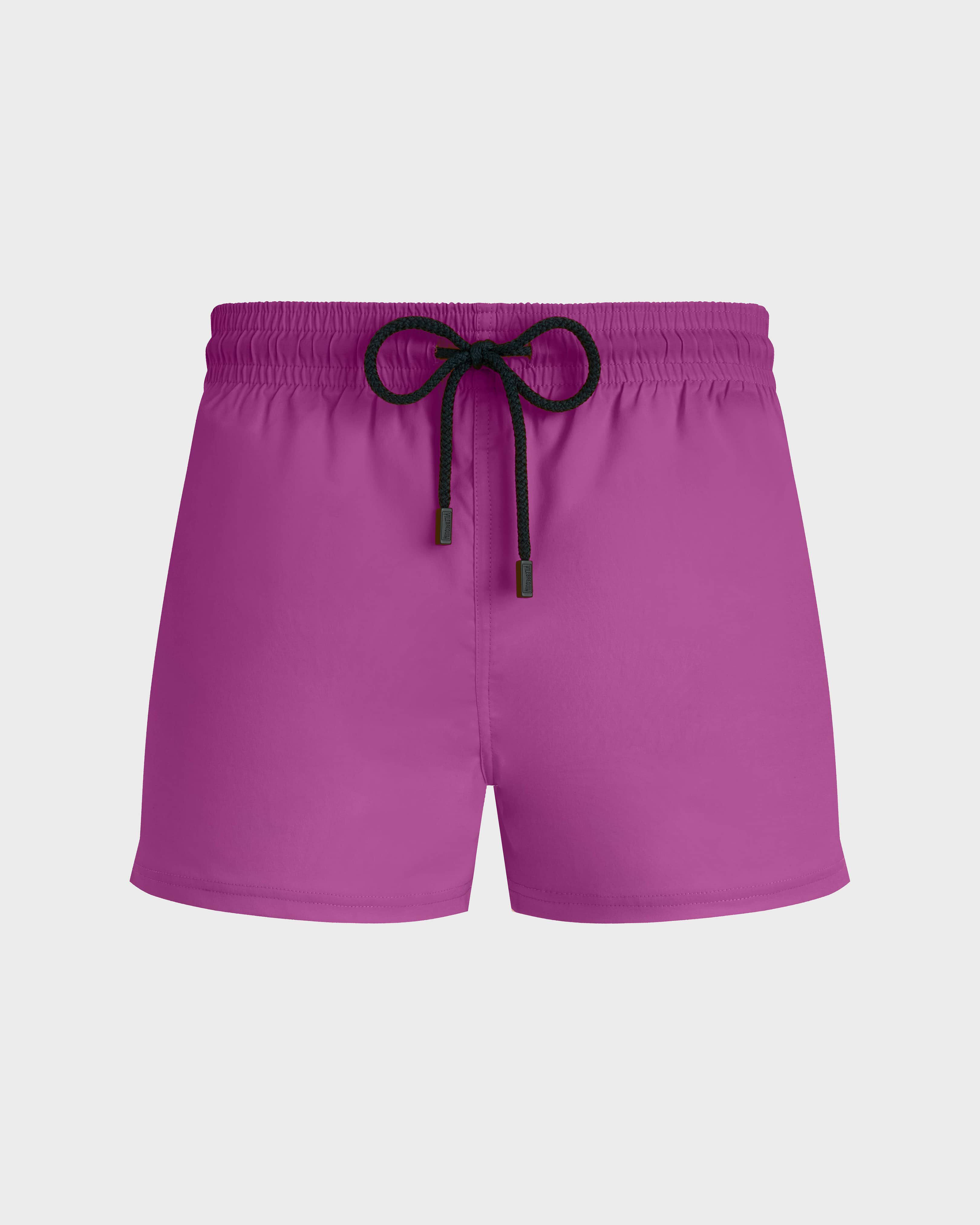 Men Swimwear Short and Fitted Stretch Solid PINK DAHLIA front view