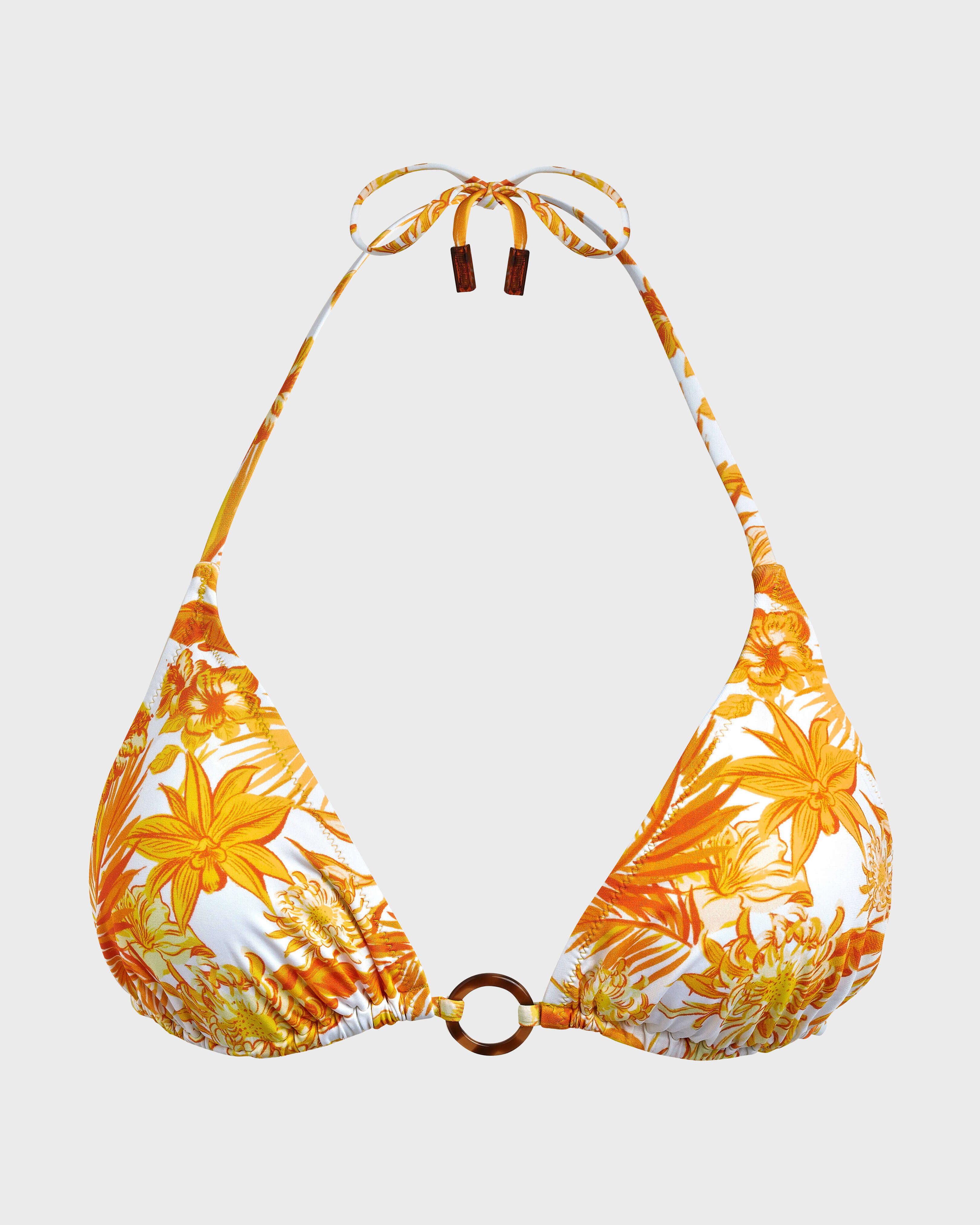 Women Triangle Bikini Top Tahiti Flowers GRANOTURCO front view