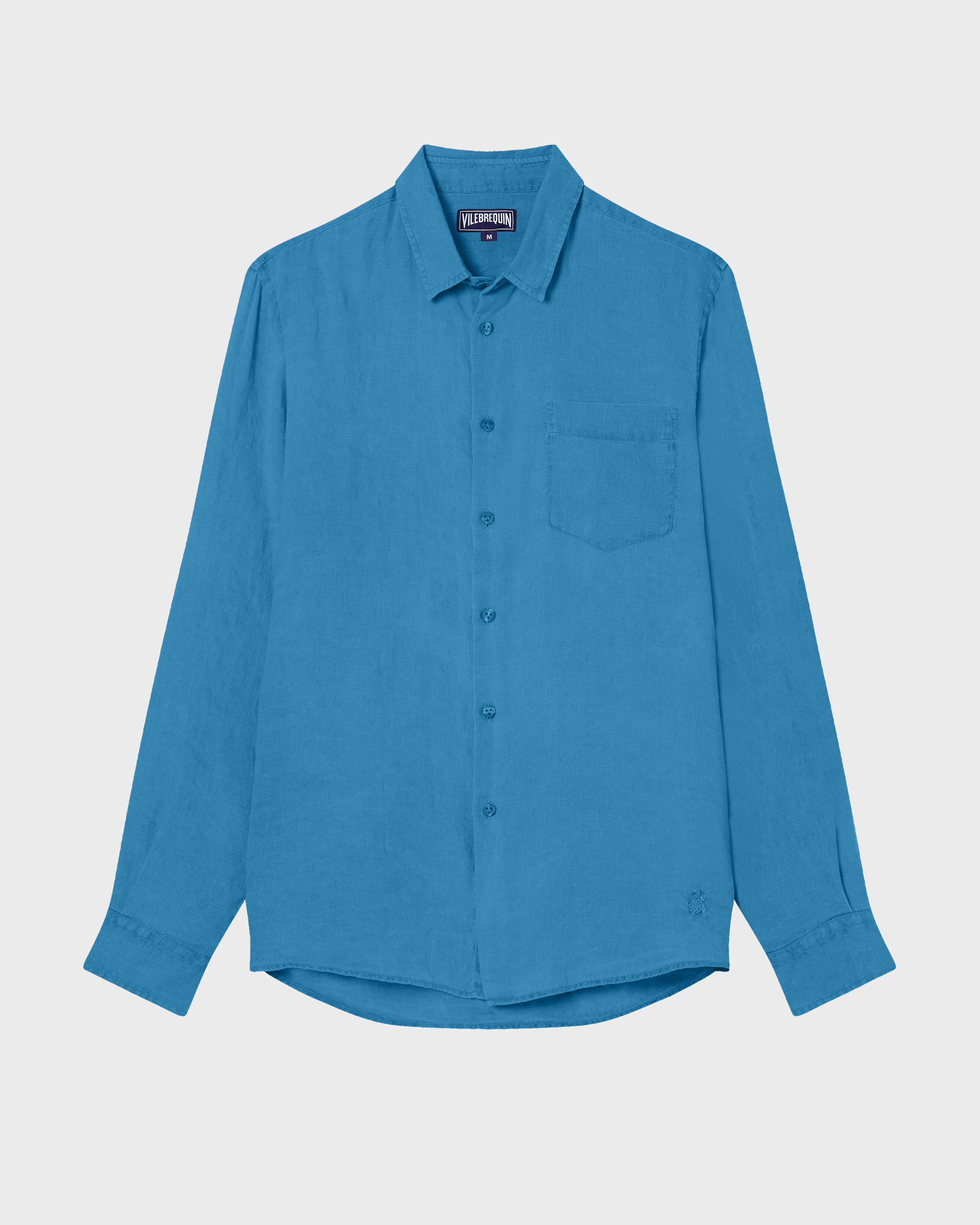 Camisa de lino lisa para hombre PEACOCK front view