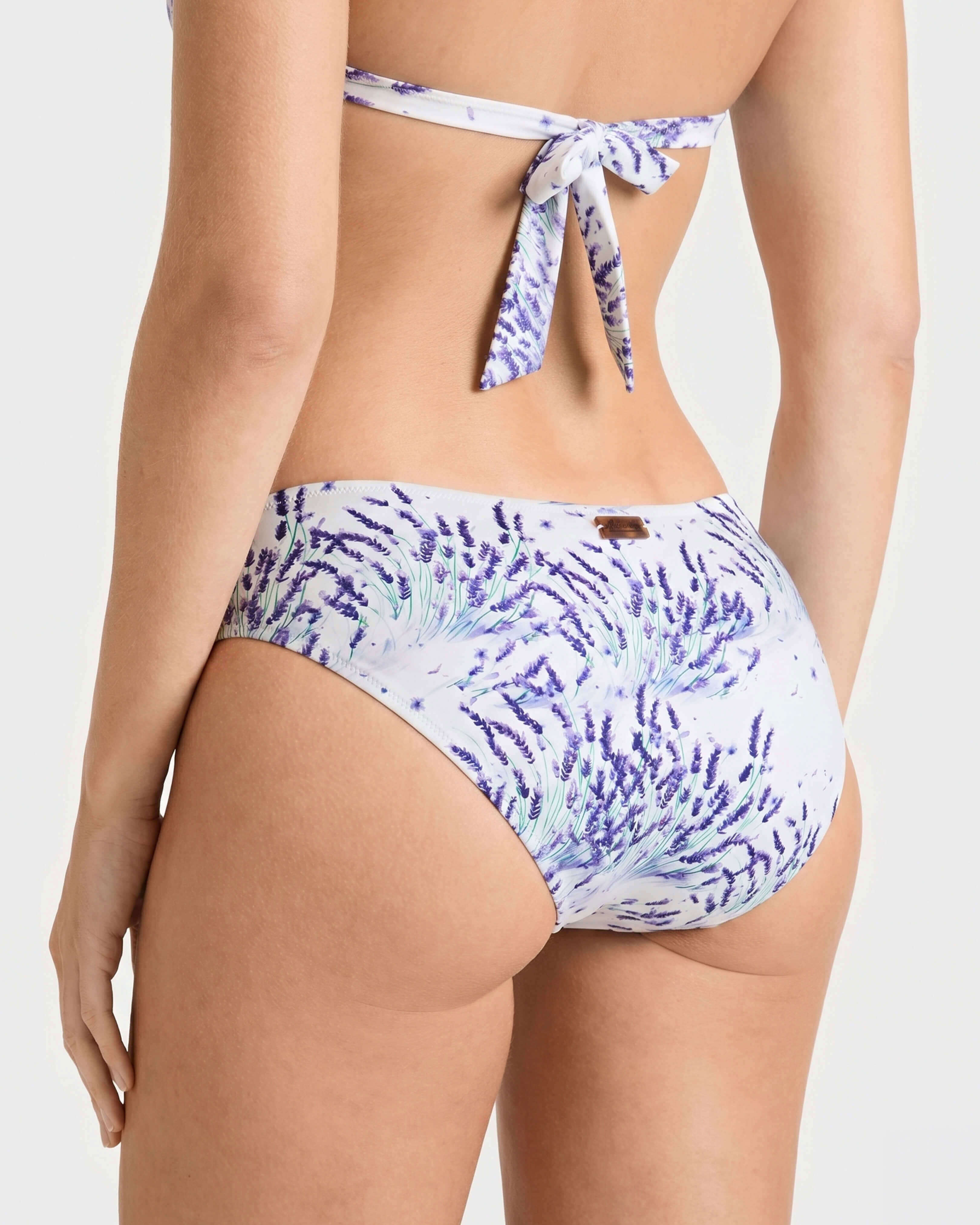 Slip bikini donna a vita media Lavender BIANCO backworn view