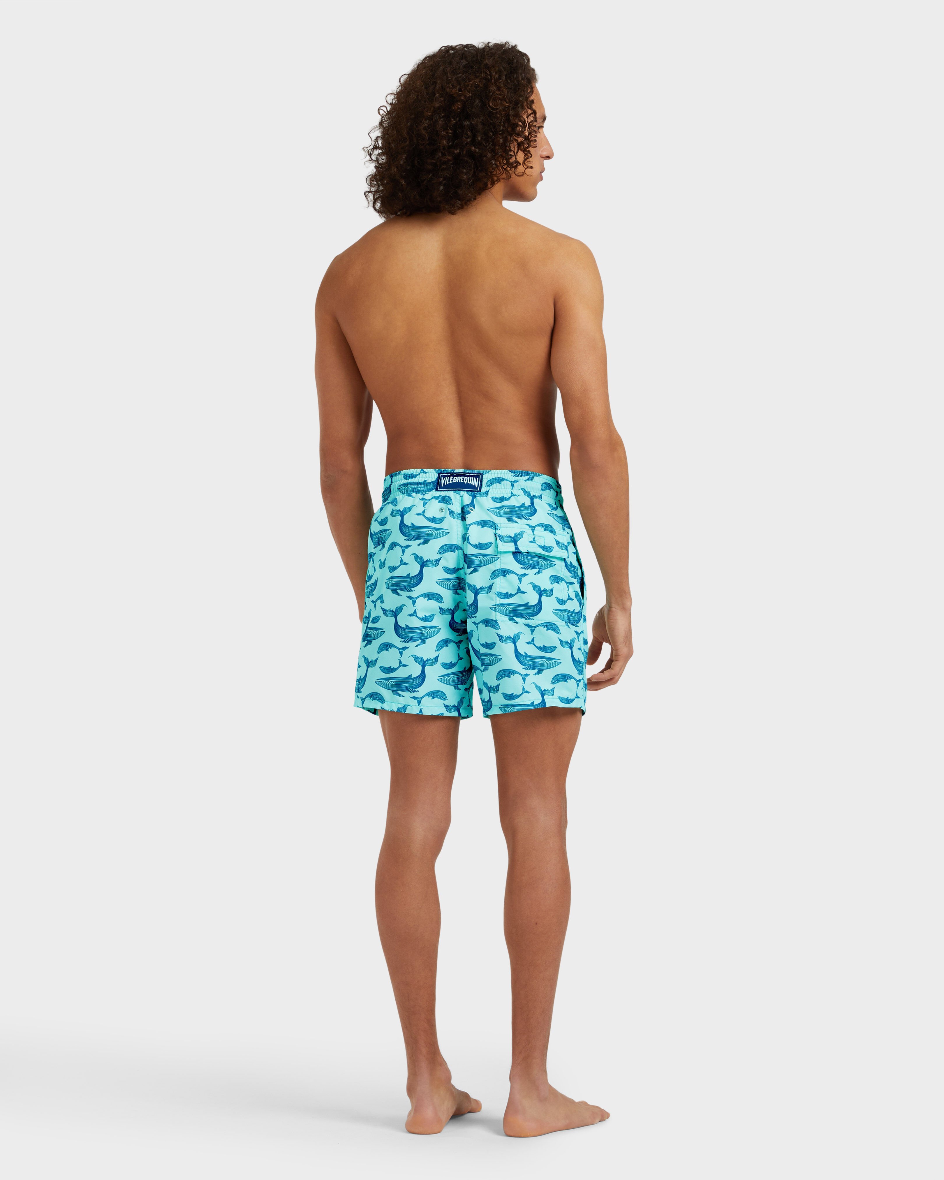 Men Swim Shorts Whales BLUE NOTE backworn view