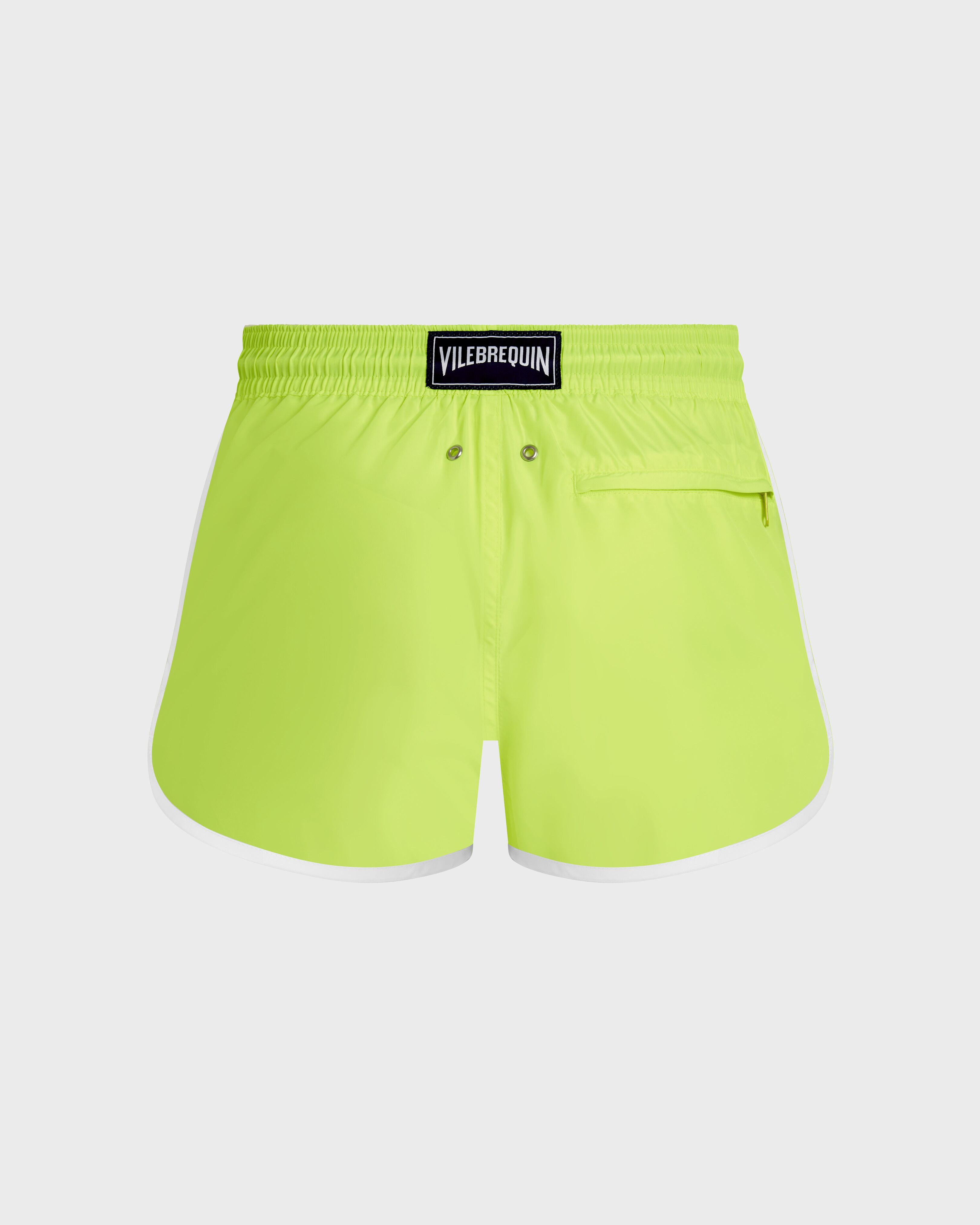 Maillot de bain homme court ultra-léger uni JAUNE FLUO back view