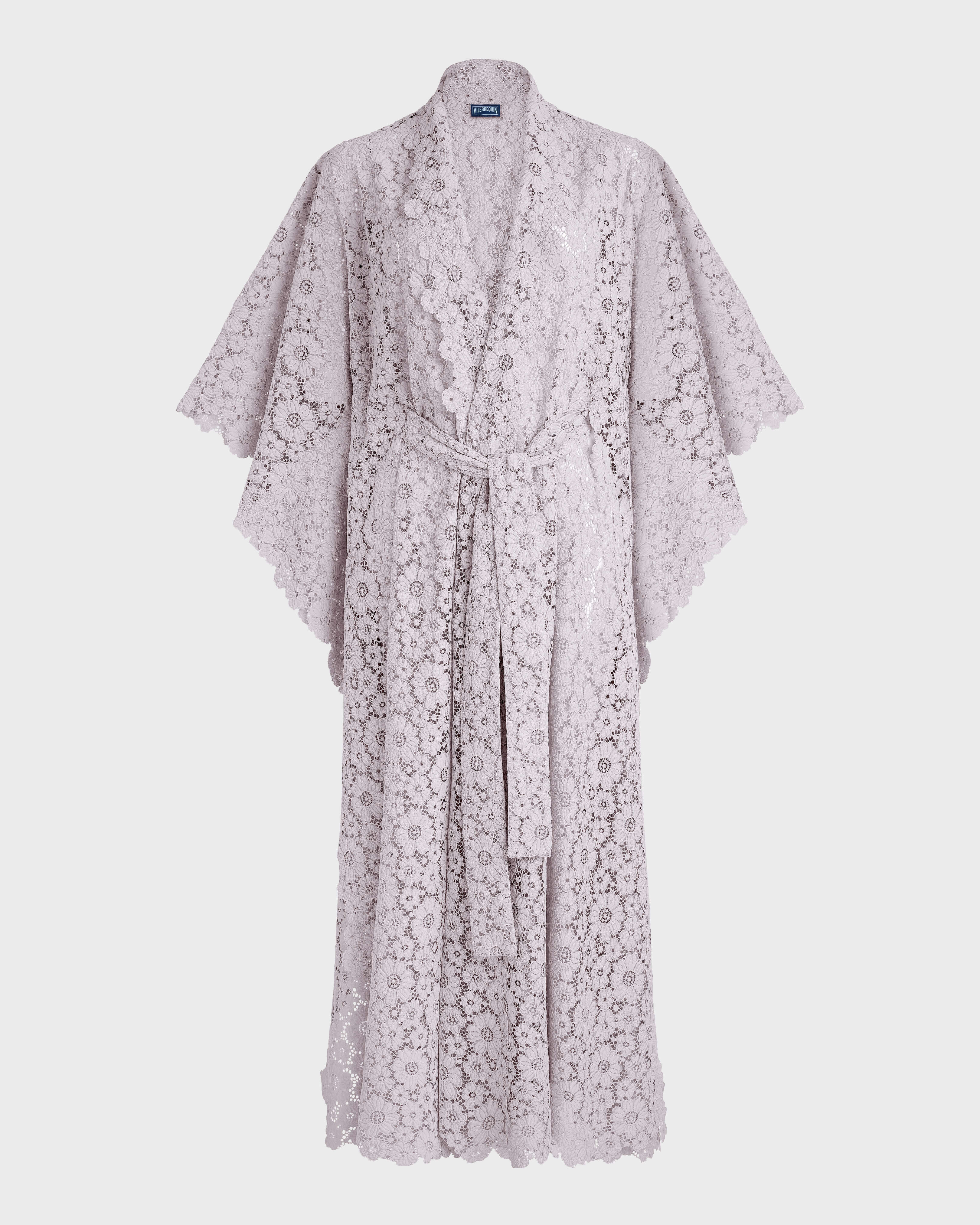 Women Guipure Kimono Flowers Lace PETALE / PINK front view