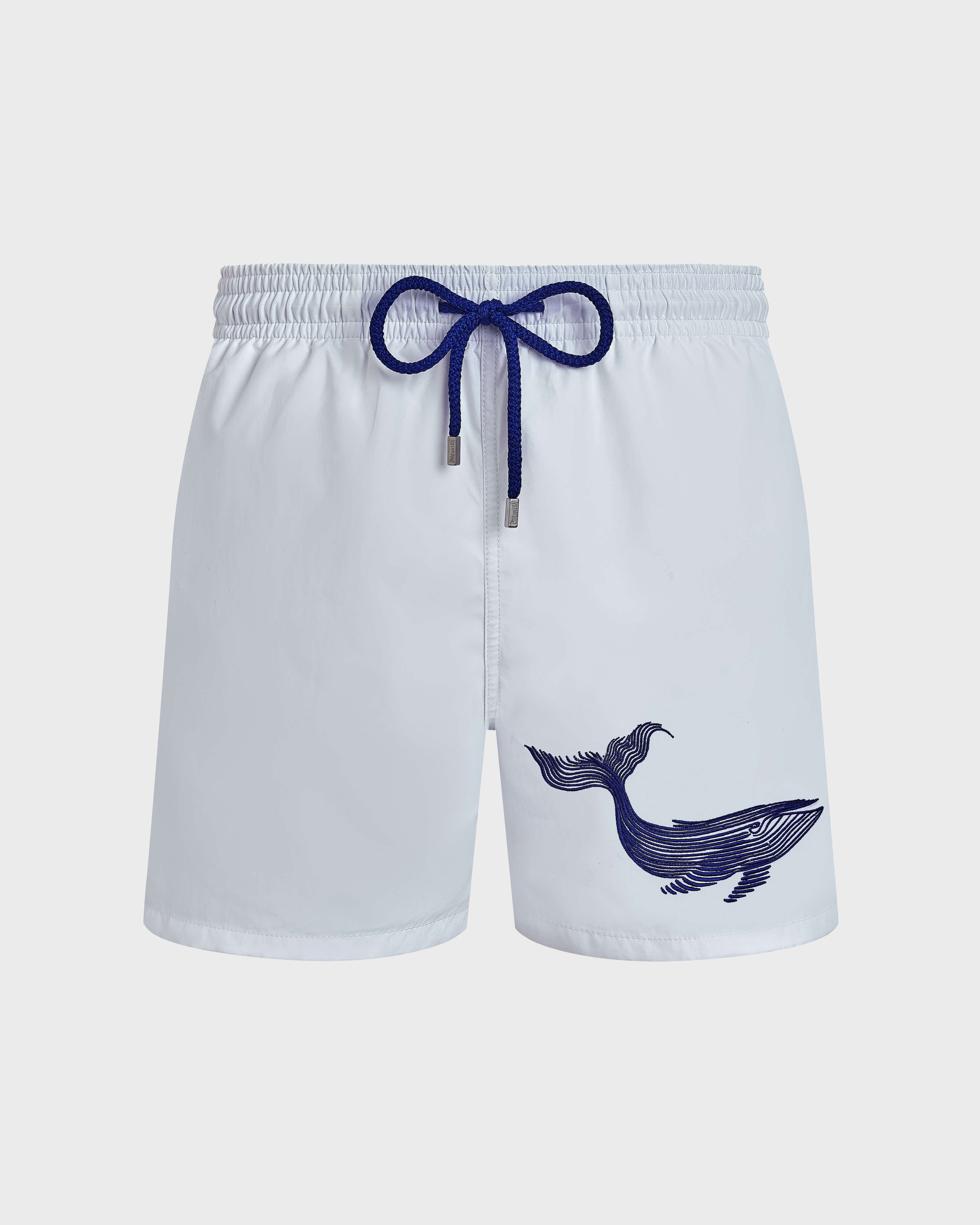 Men Swim Shorts Embroidered Whale WHITE front view