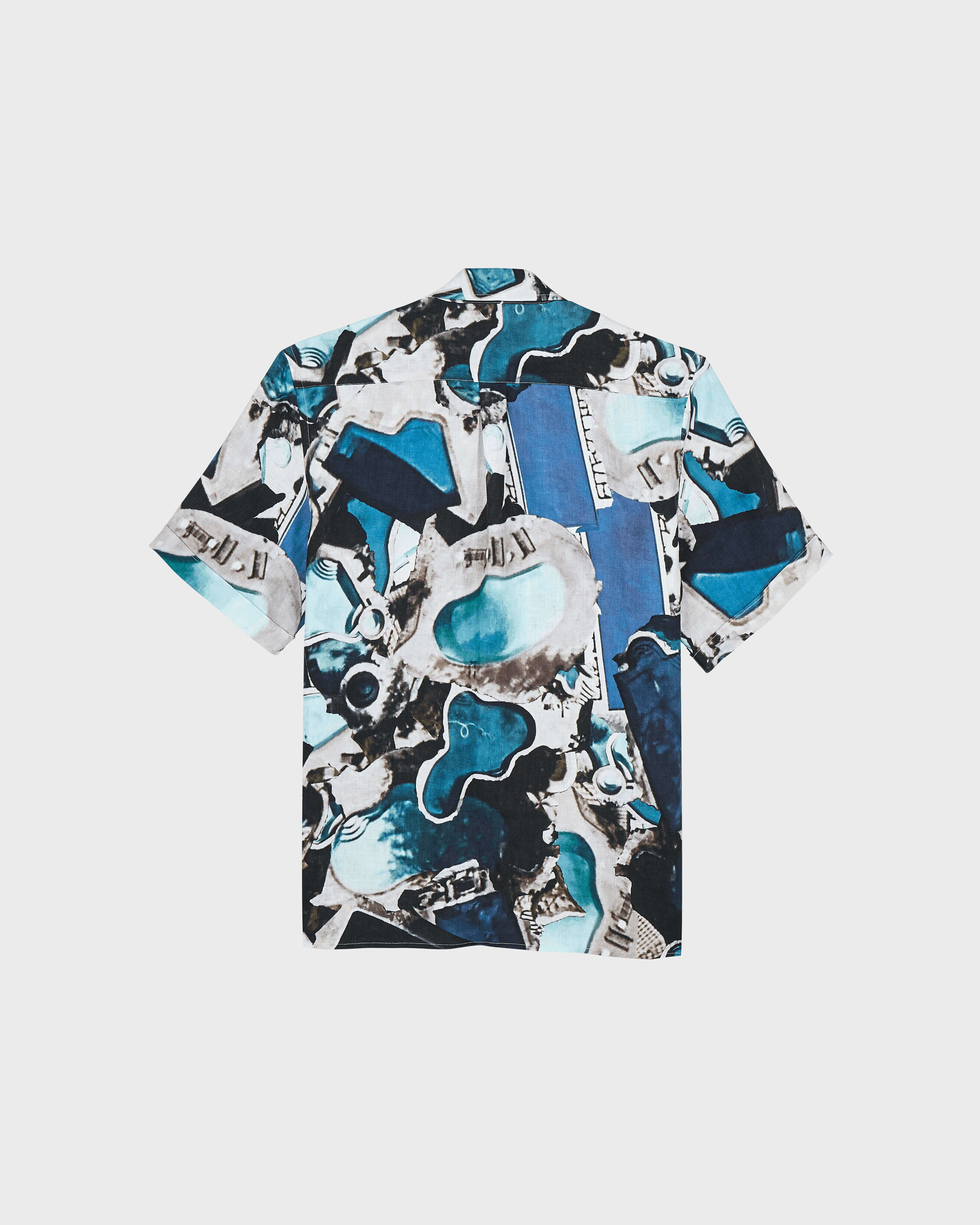 Camisa de bolos de lino con estampado Californian Pool Dogtown para hombre - Vilebrequin x Highsnobiety BLUE NOTE back view