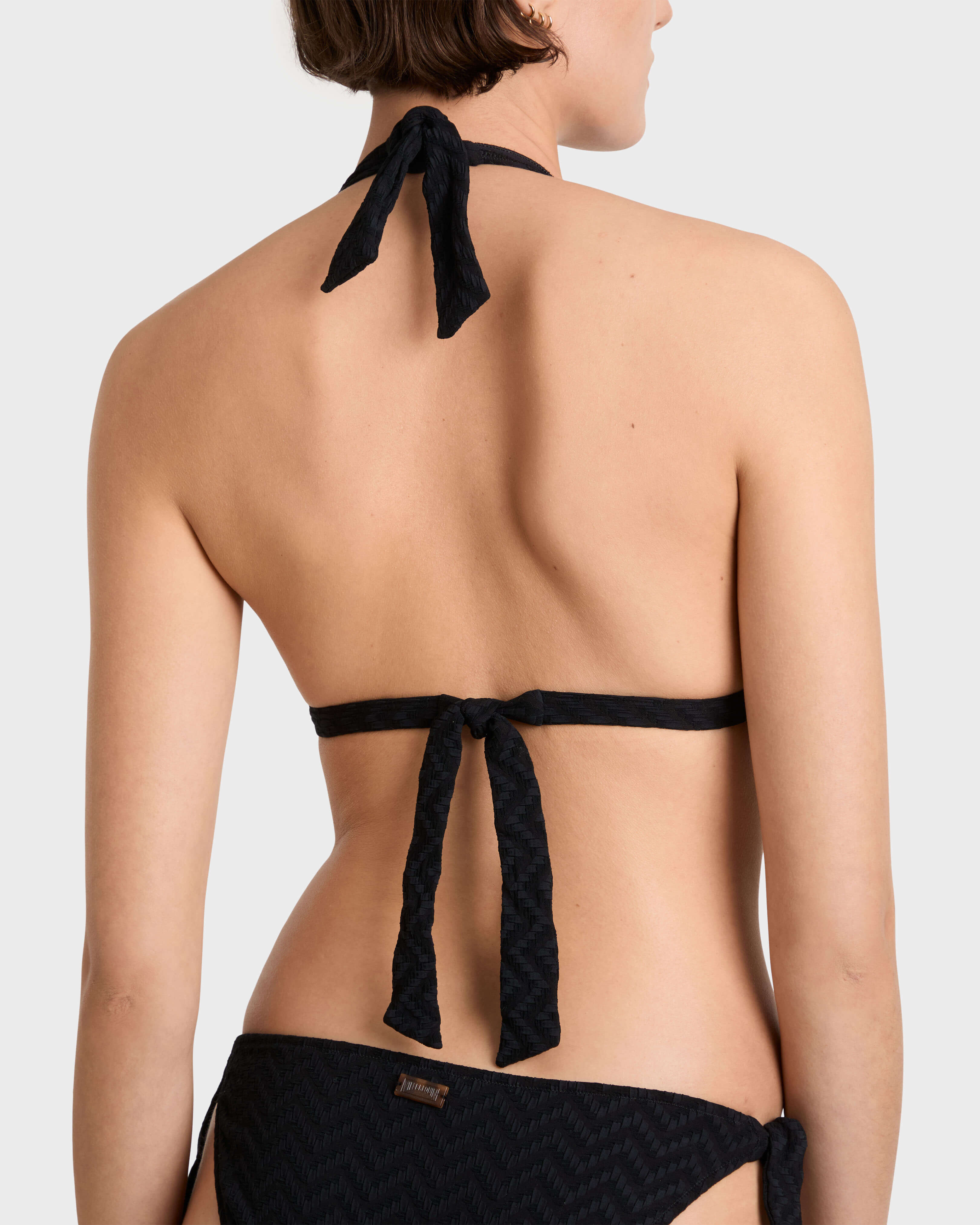 Women Bikini Halter Top Jacquard Chevron BLACK supp1 view