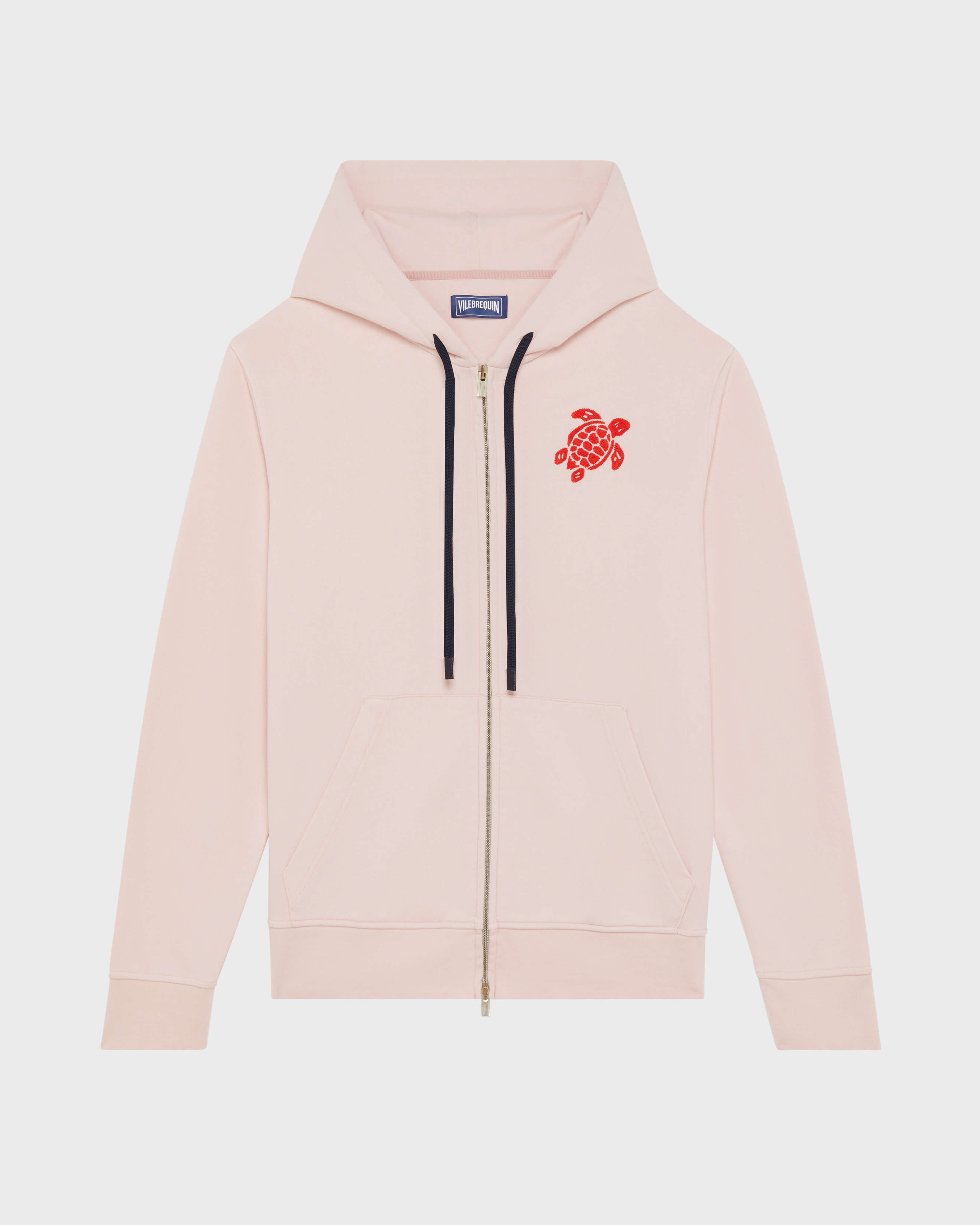 Men Cotton Full Zip Cardigan Turtle PEONY front view