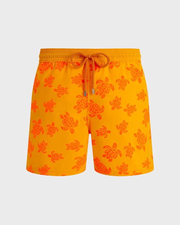 Vilebrequin – Beflockte Ronde Des Tortues Badeshorts Für Herren – Bademode – Moorea – Orange – Größe XL