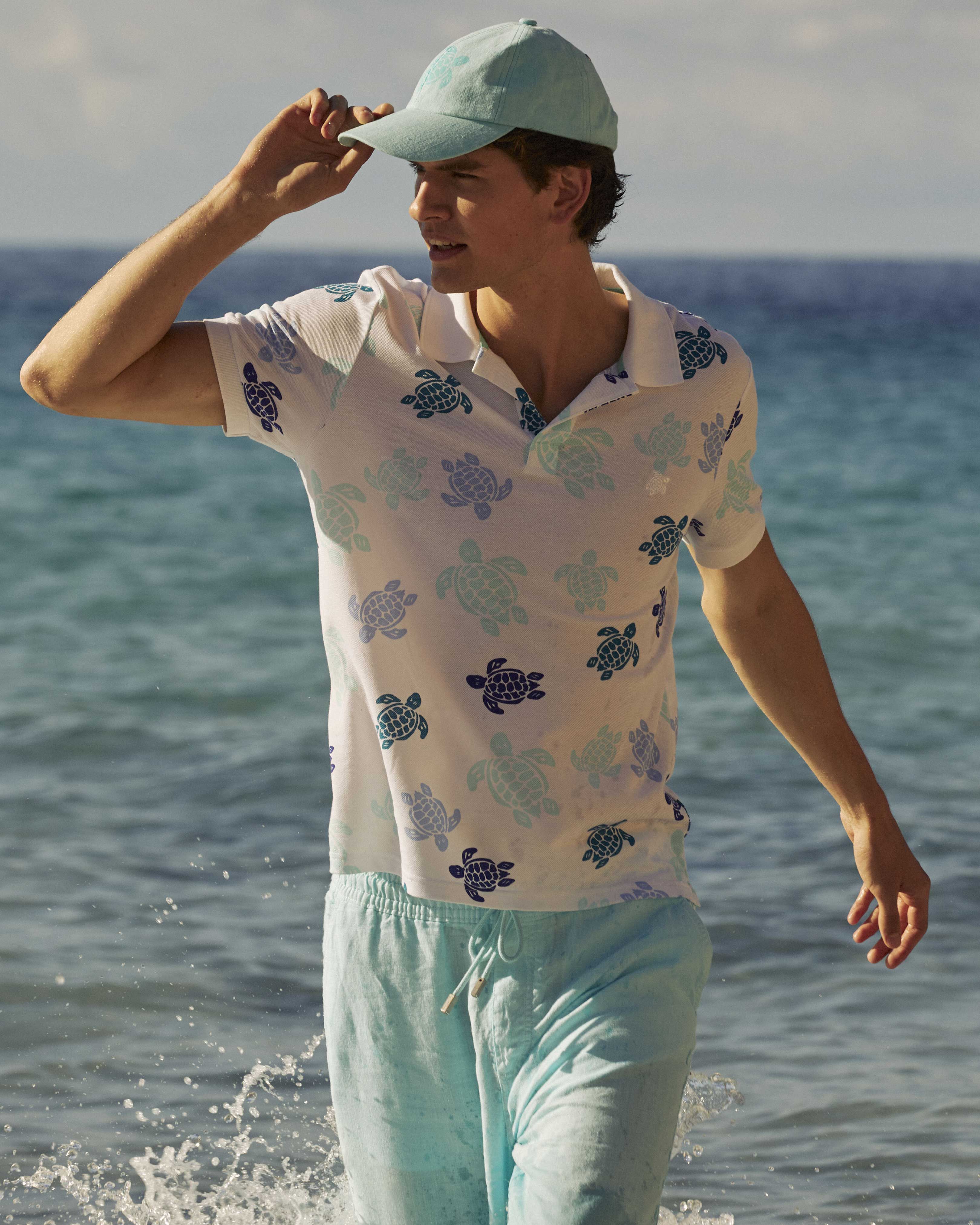 Multicolores Ronde des Tortues Herren-Polohemd aus Baumwollpikee WEISS override view