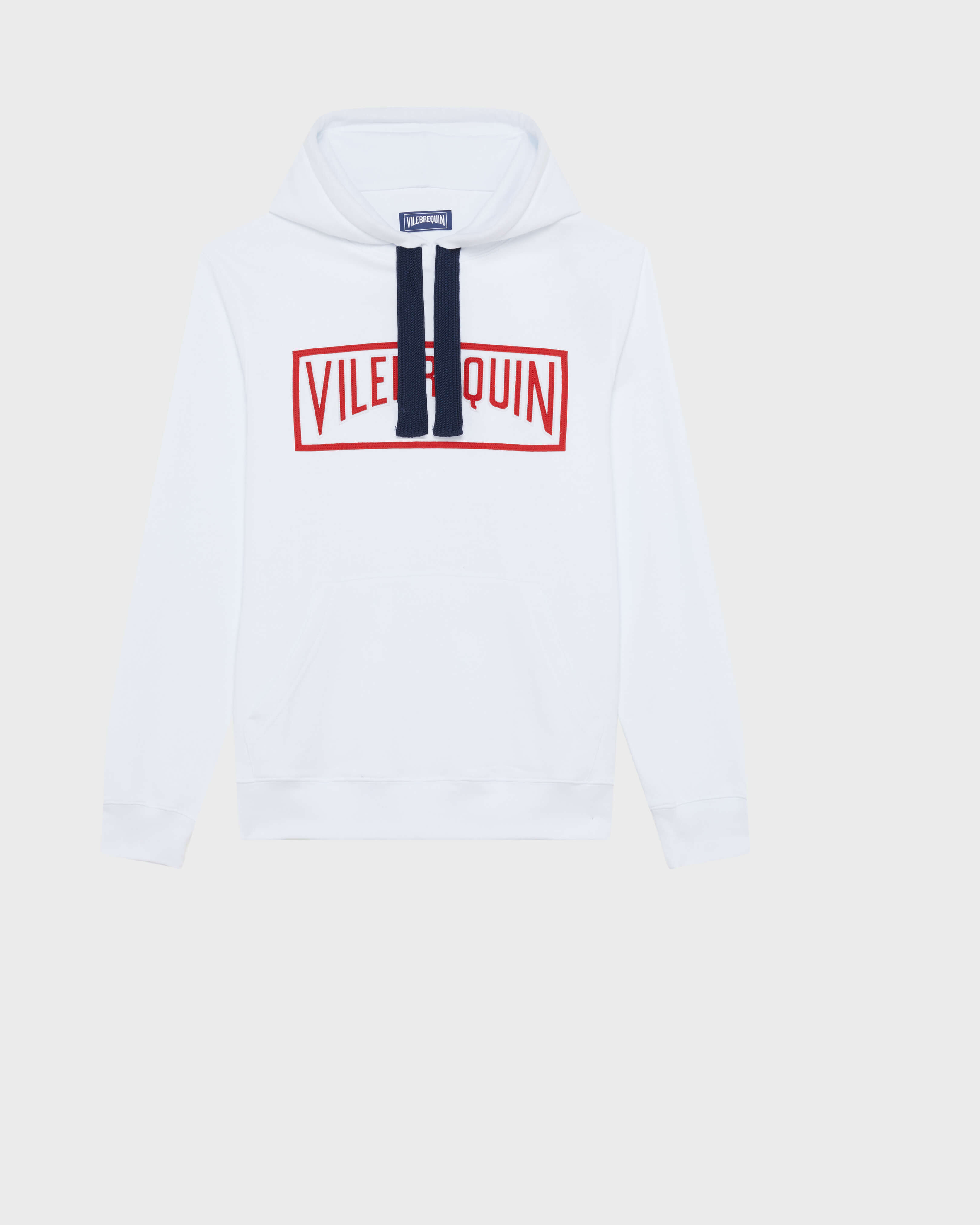 Men Cotton Hoodie Sweatshirt Solid WHITE front view