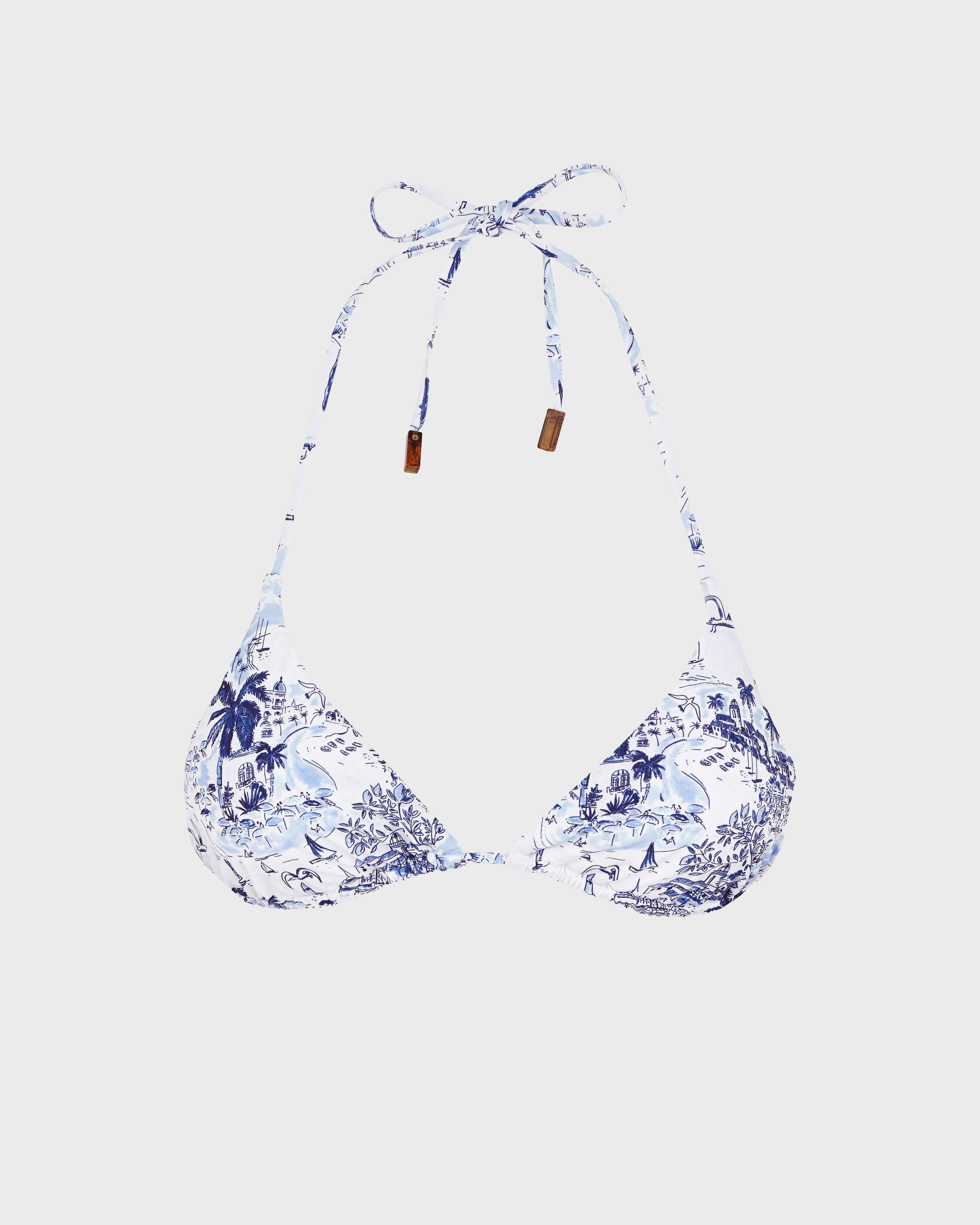 Top de bikini de triángulo con estampado Riviera para mujer INK front view