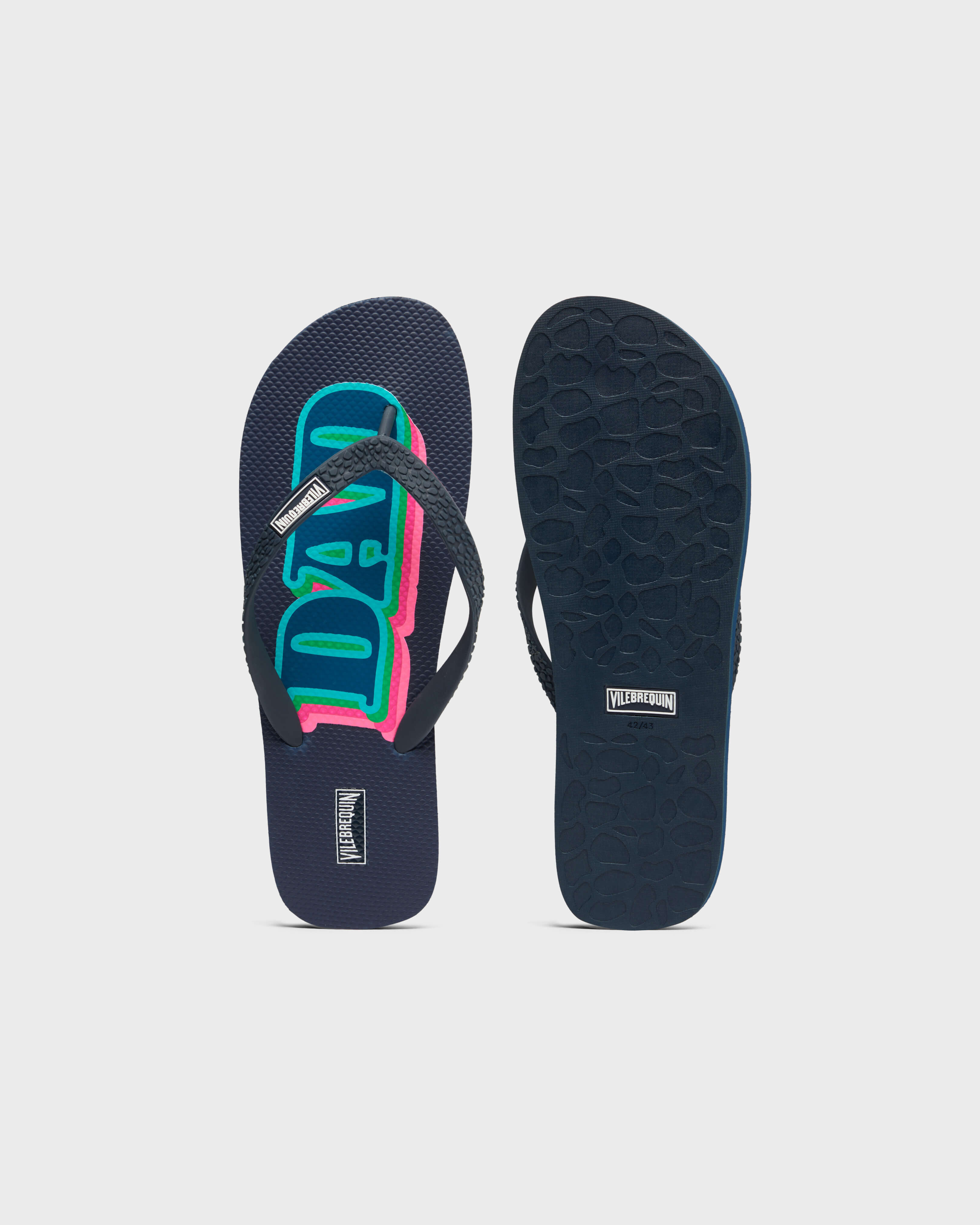 Men Flip Flops Dad and Son NAVY front view