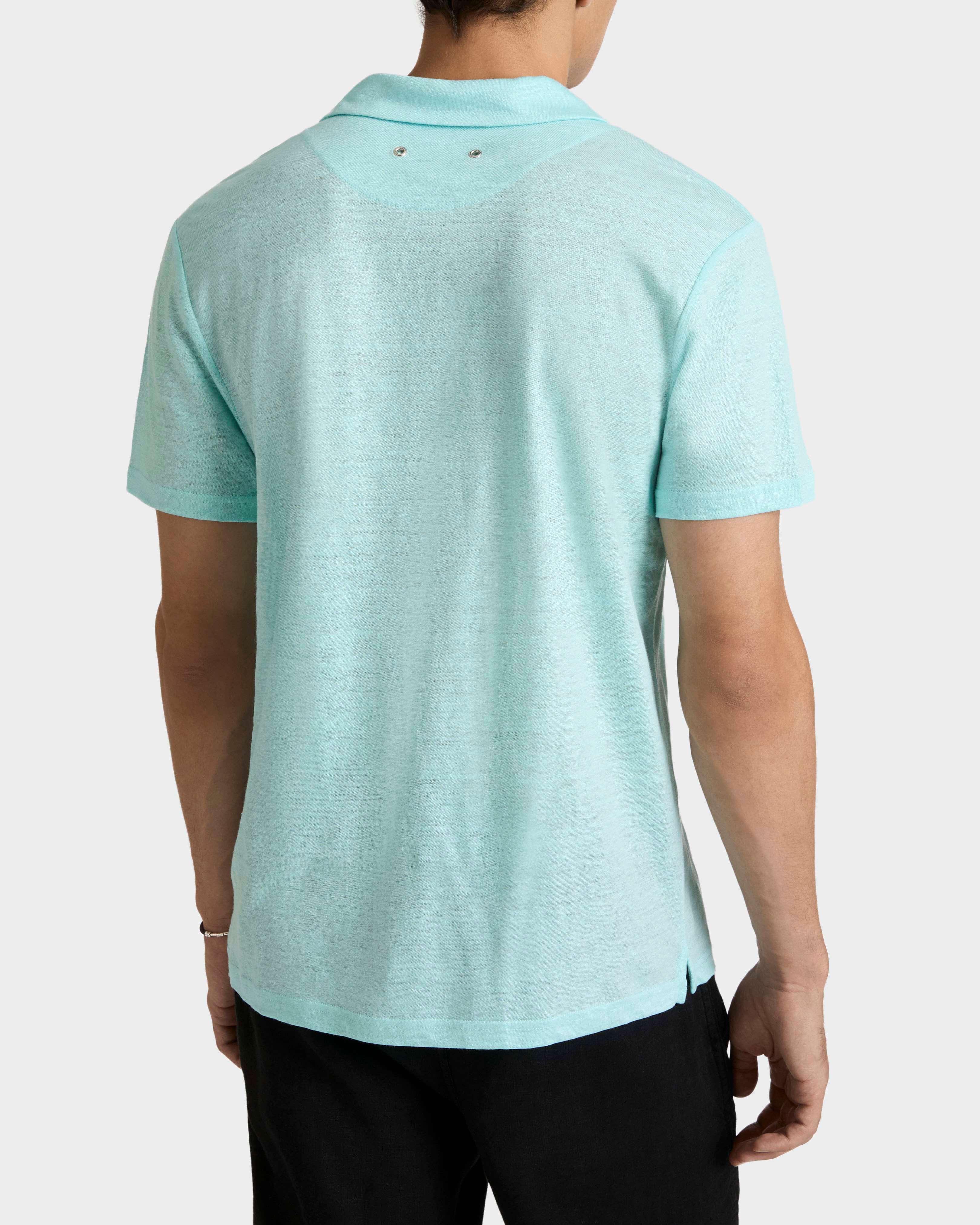 Polo en punto de lino de color liso para hombre OXYGENE backworn view