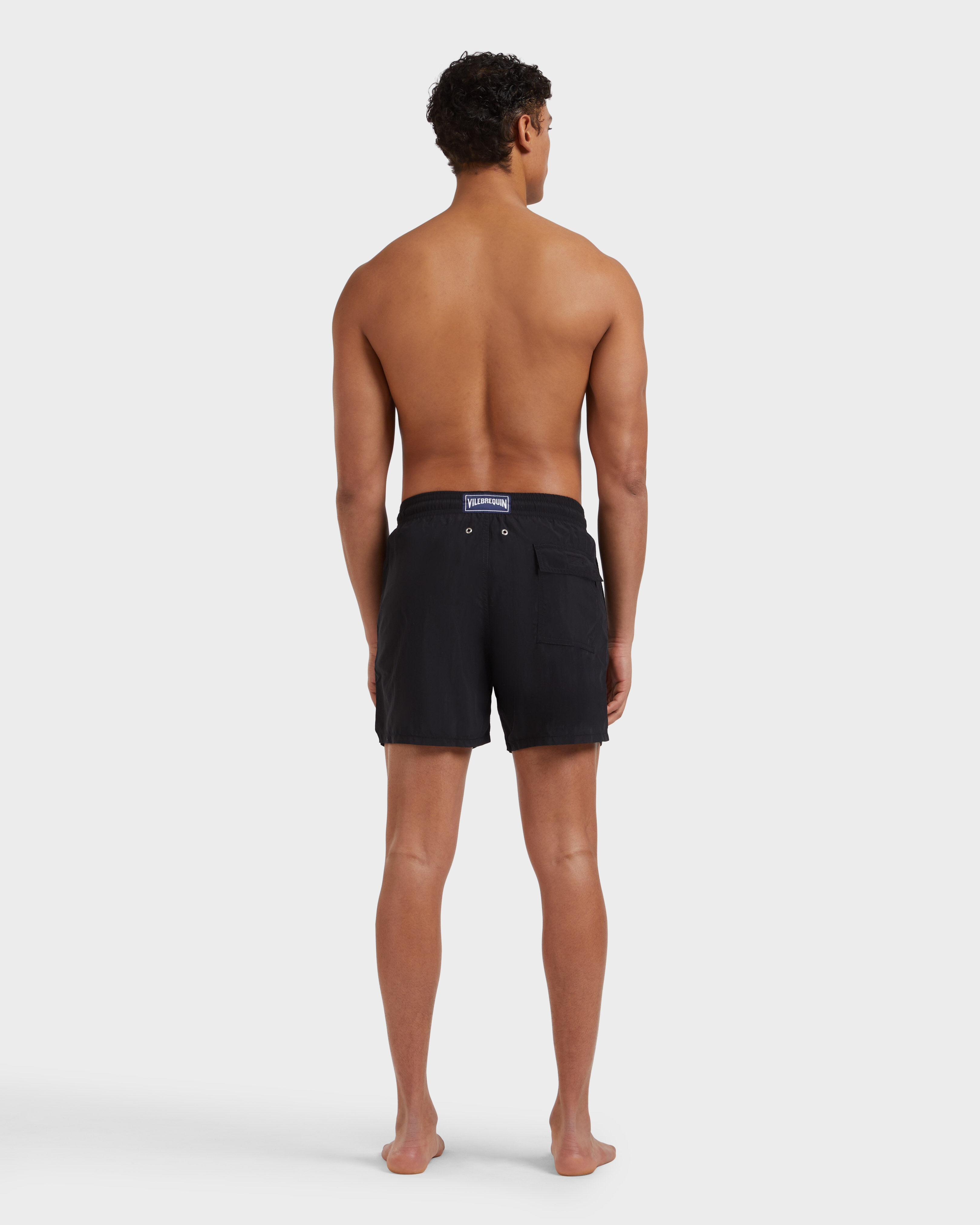 Men Swim Shorts Solid BLACK backworn view