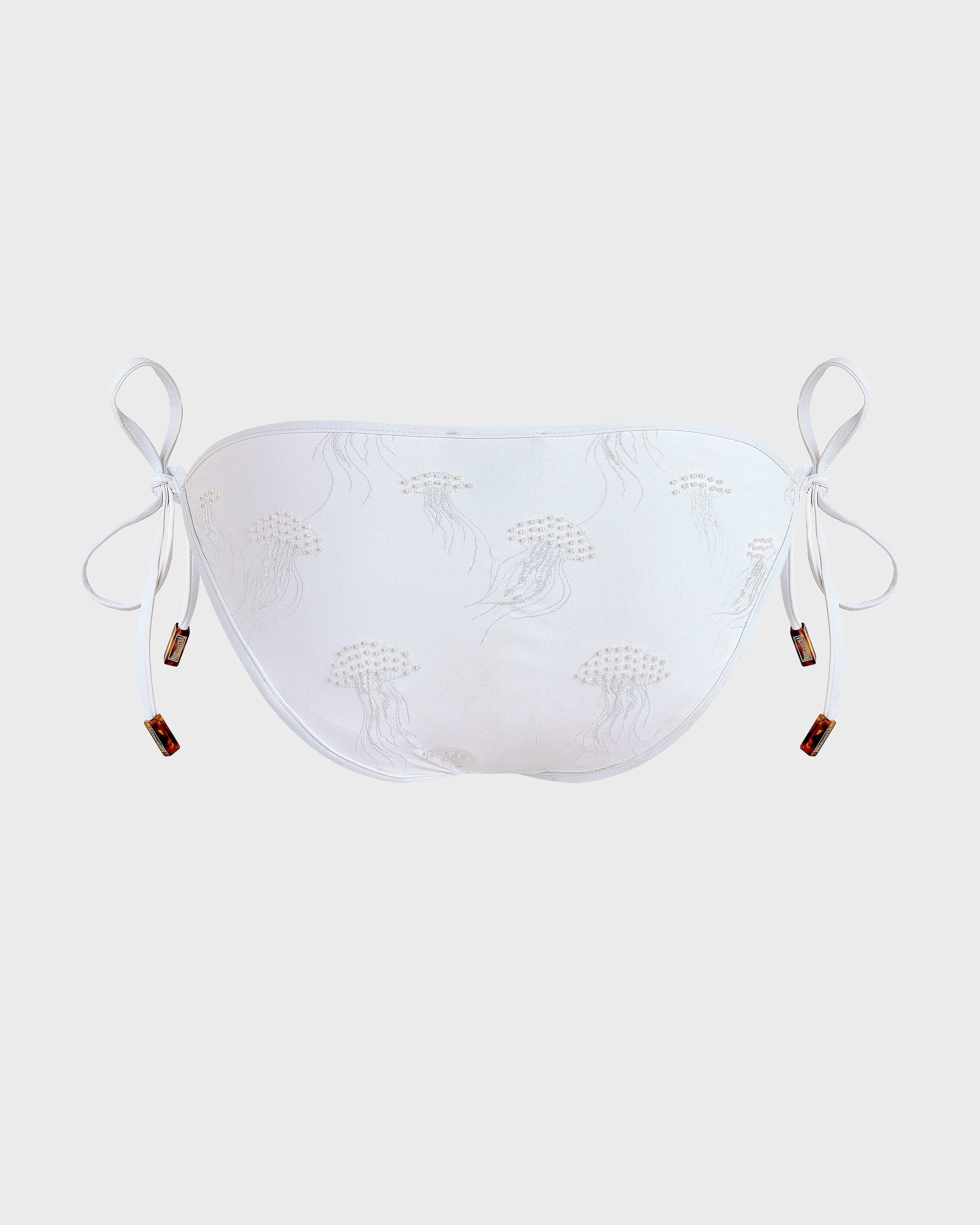 Braguita de bikini para anudar Medusas bordadas con abalorios mujer - Collection Limited BLANCO back view