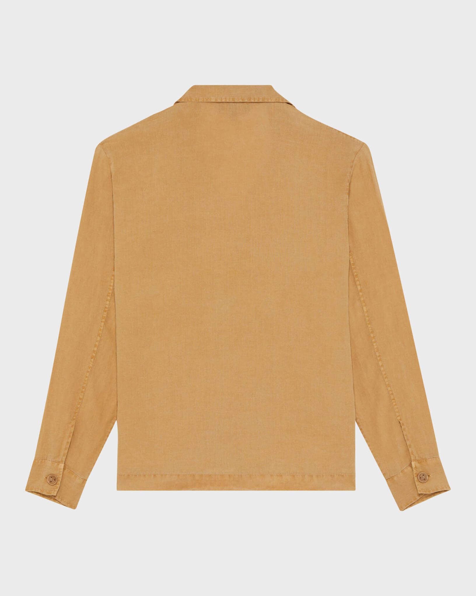 Men Linen Overshirt Mineral Dye Color MOCHA back view