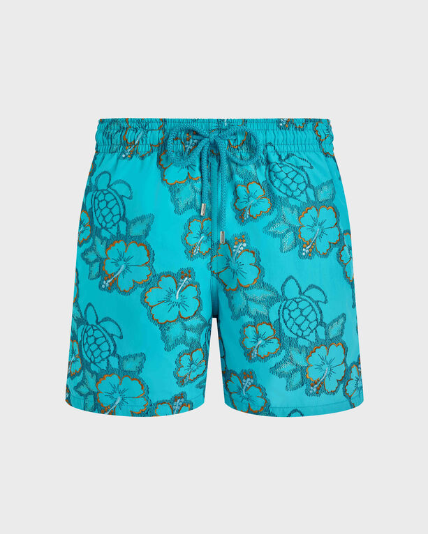 Vilebrequin - Men Swim Shorts Embroidered Hibiscus - Limited Edition - Swimwear - Mistral - Blue - Size 5XL