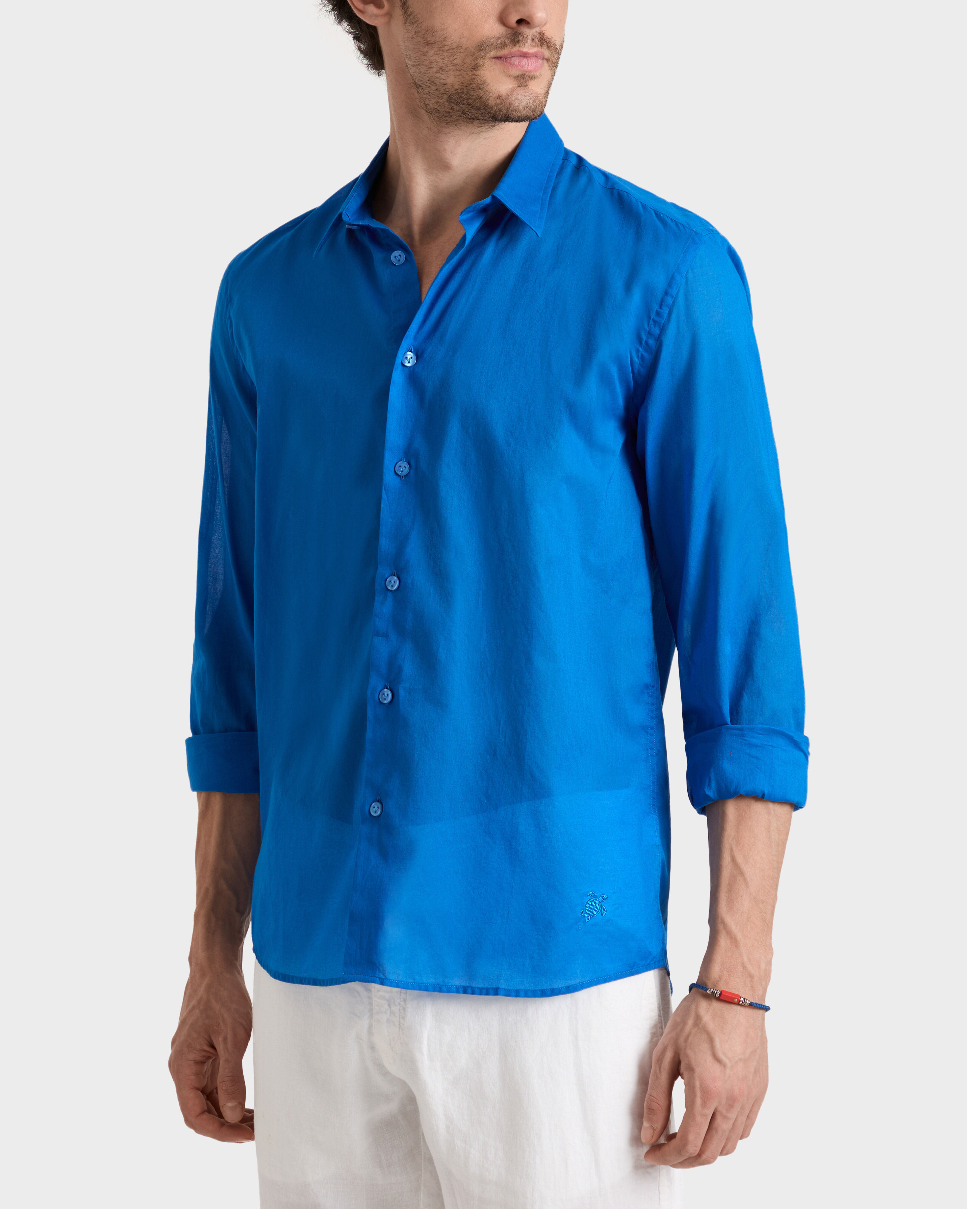 Camisa ligera en gasa de algodón de color liso PALACE frontworn view