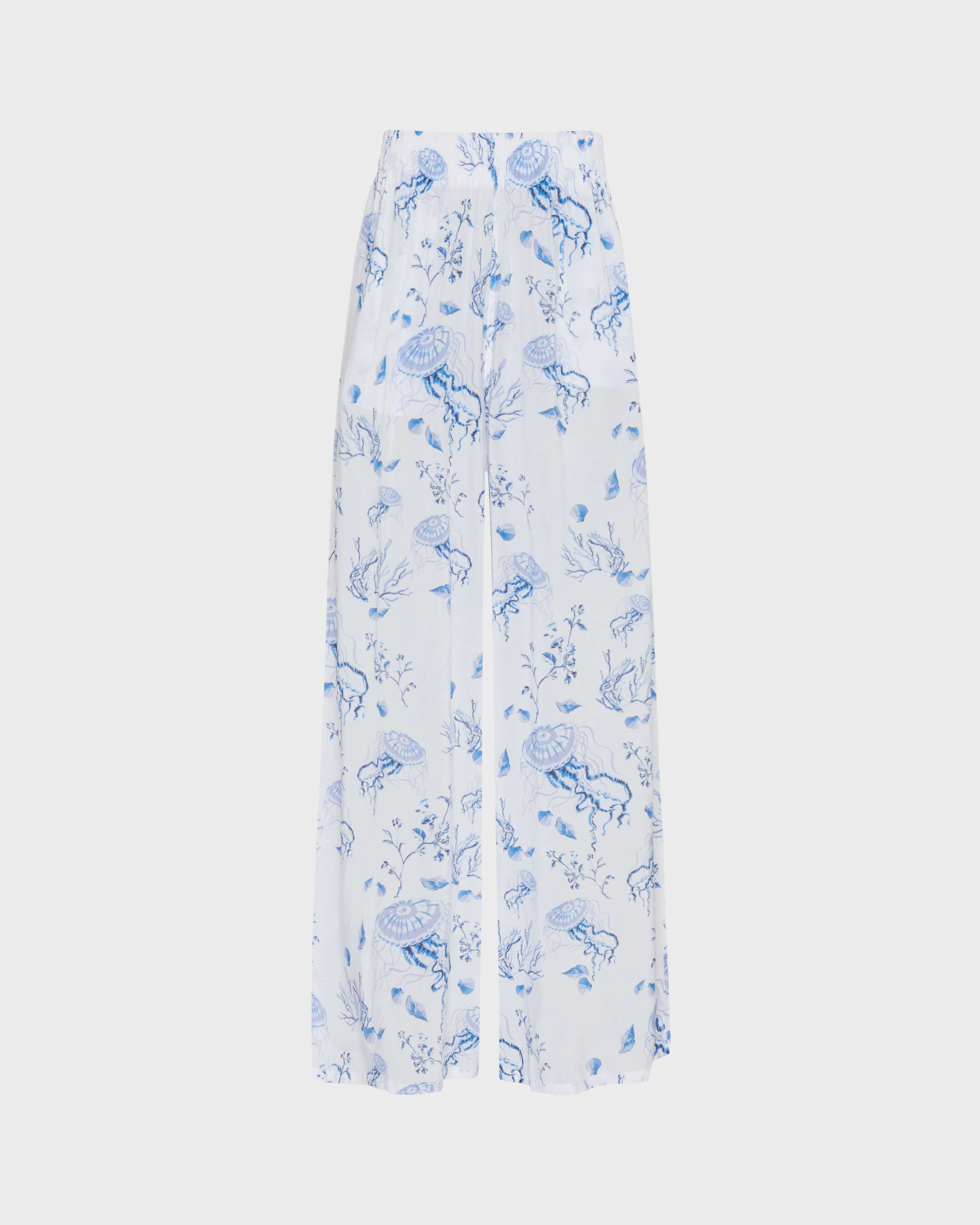 Women Viscose Pants Medusa and Shells WHITE front view