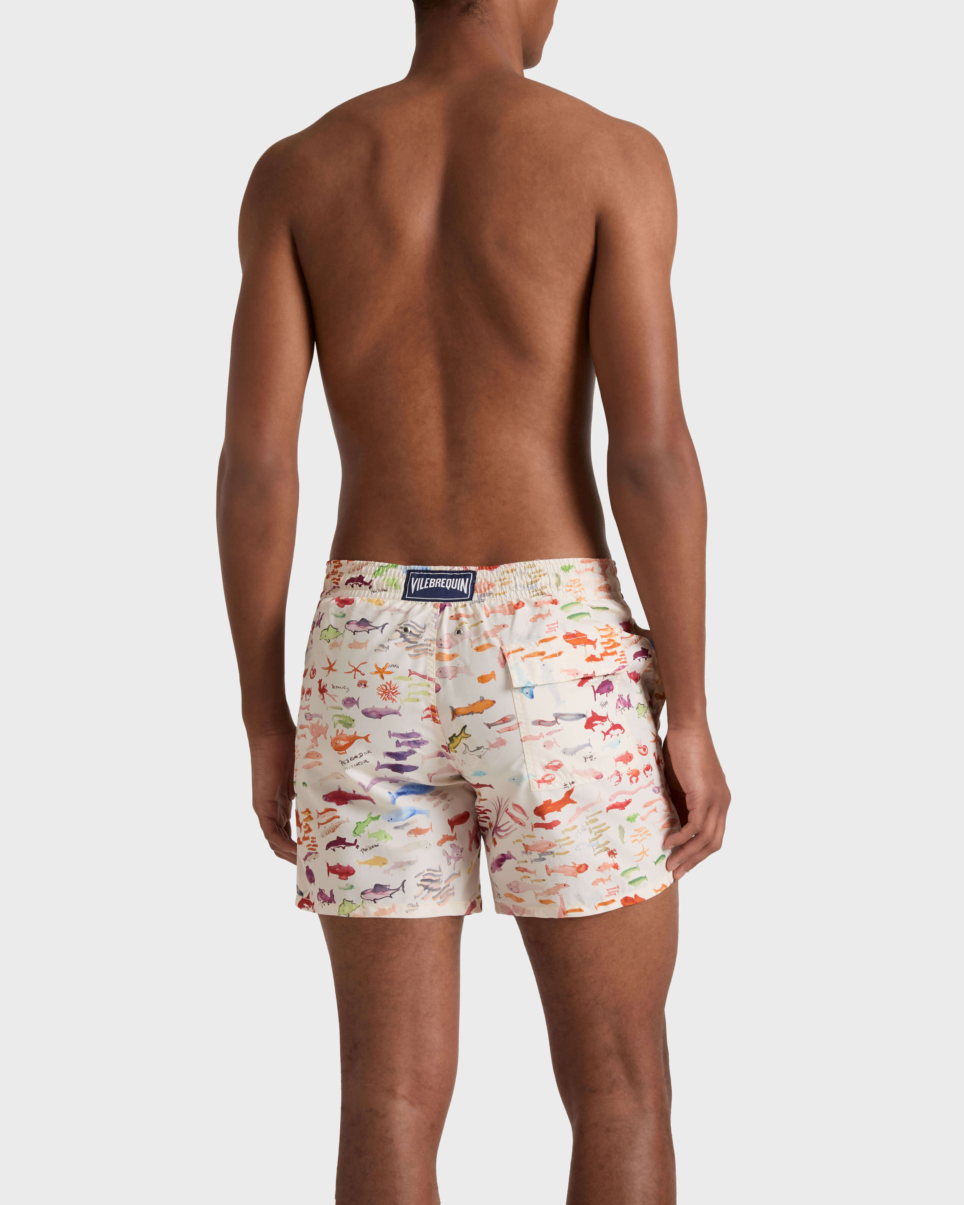 Bañador con estampado Pescador para hombre - VBQ x Fabrice Hyber PAPIER backworn view