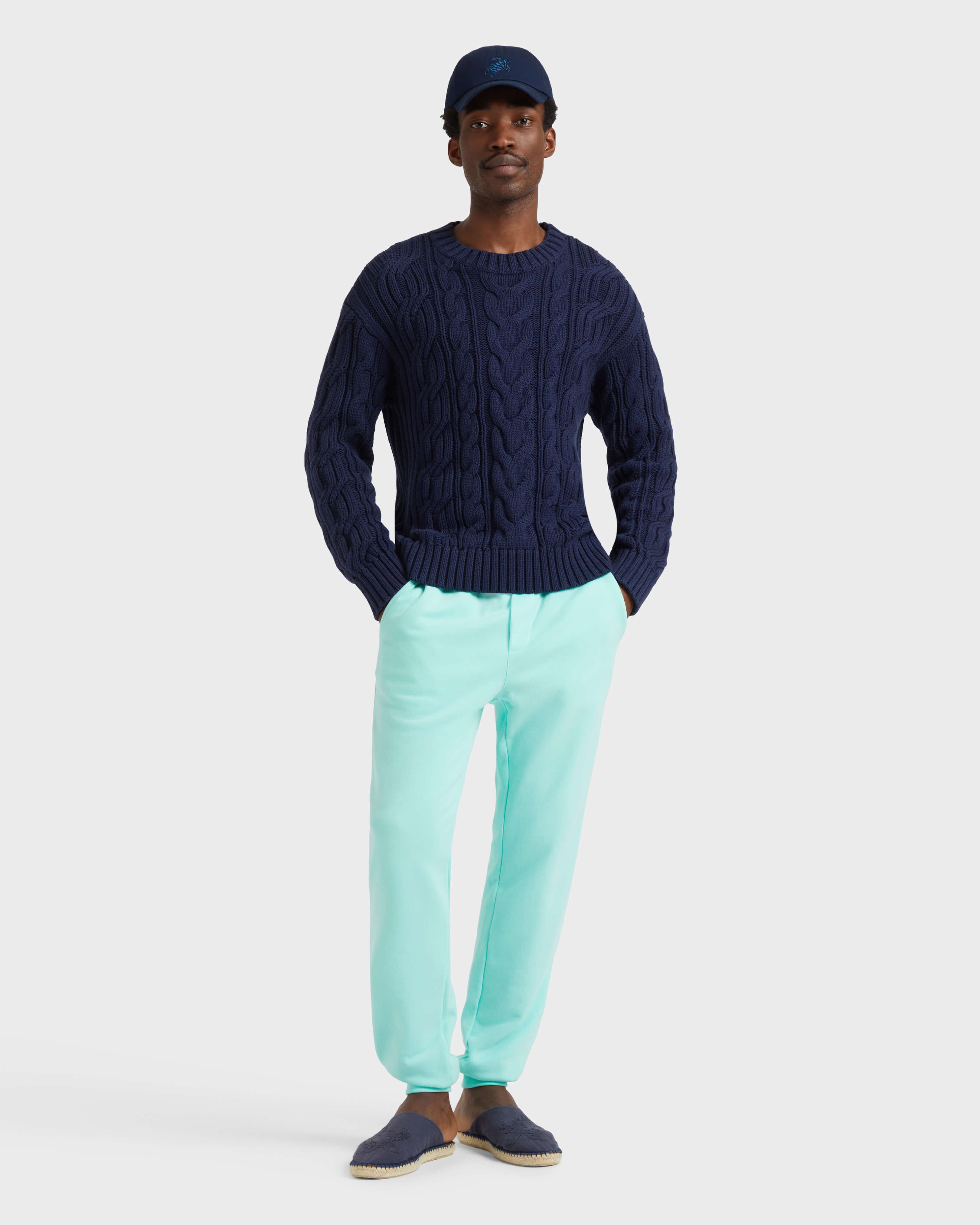 Men Jogger Cotton Pants Solid CARIBBEAN supp1 view