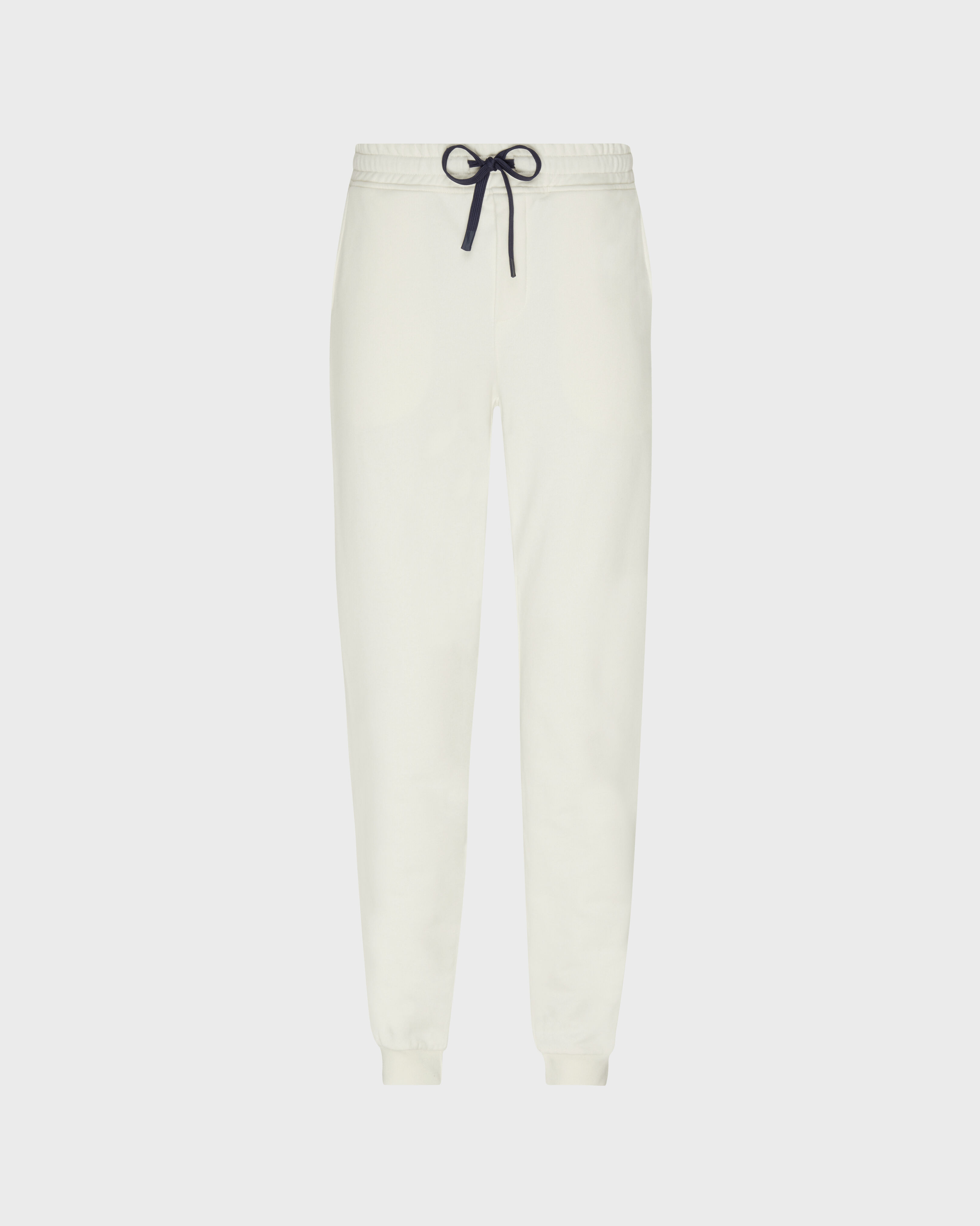 Men Jogger Cotton Pants Solid OFF WHITE front view