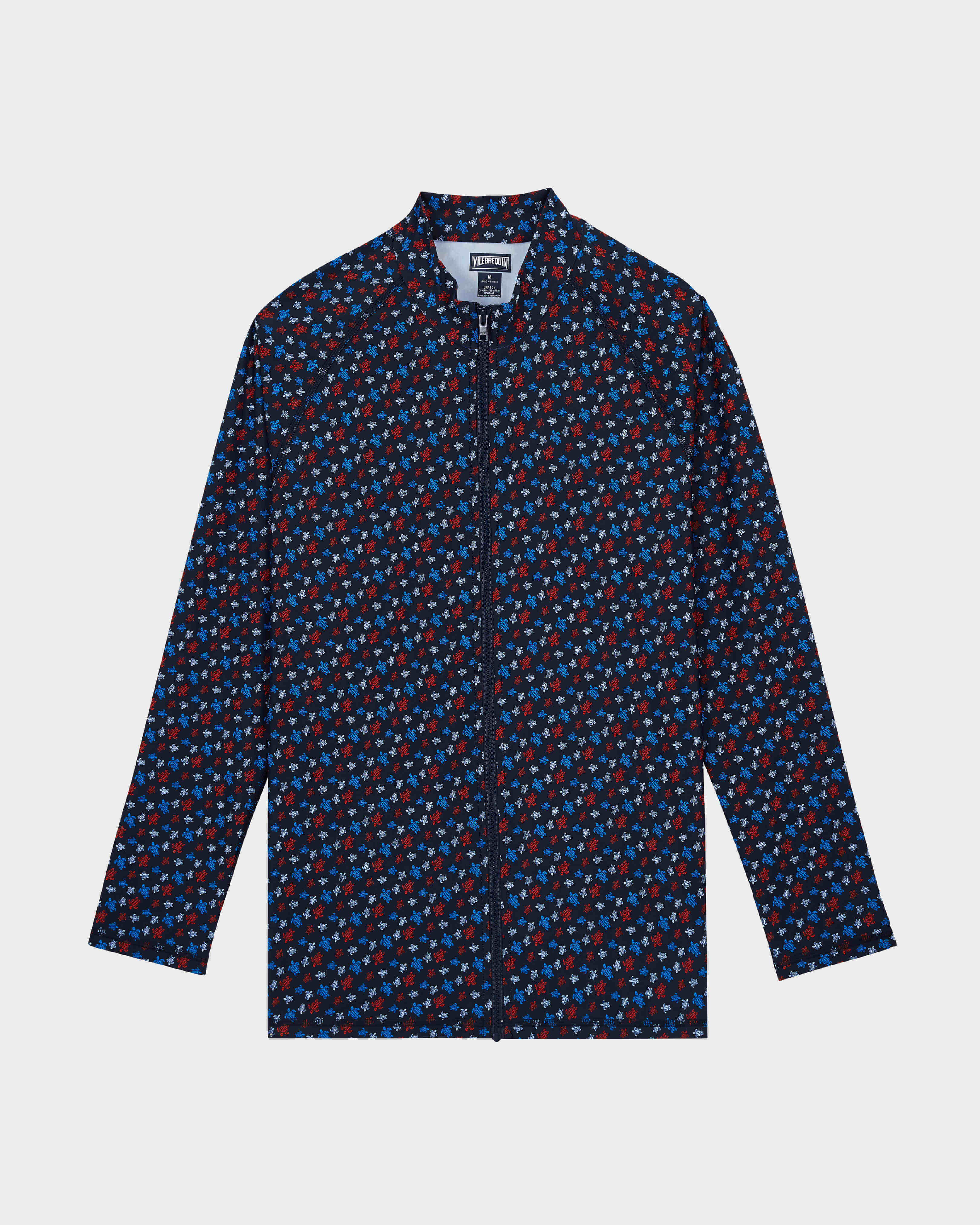 Langärmeliger Micro Ronde des Tortues Rashguard mit Reißverschluss für Herren MARINEBLAU front view