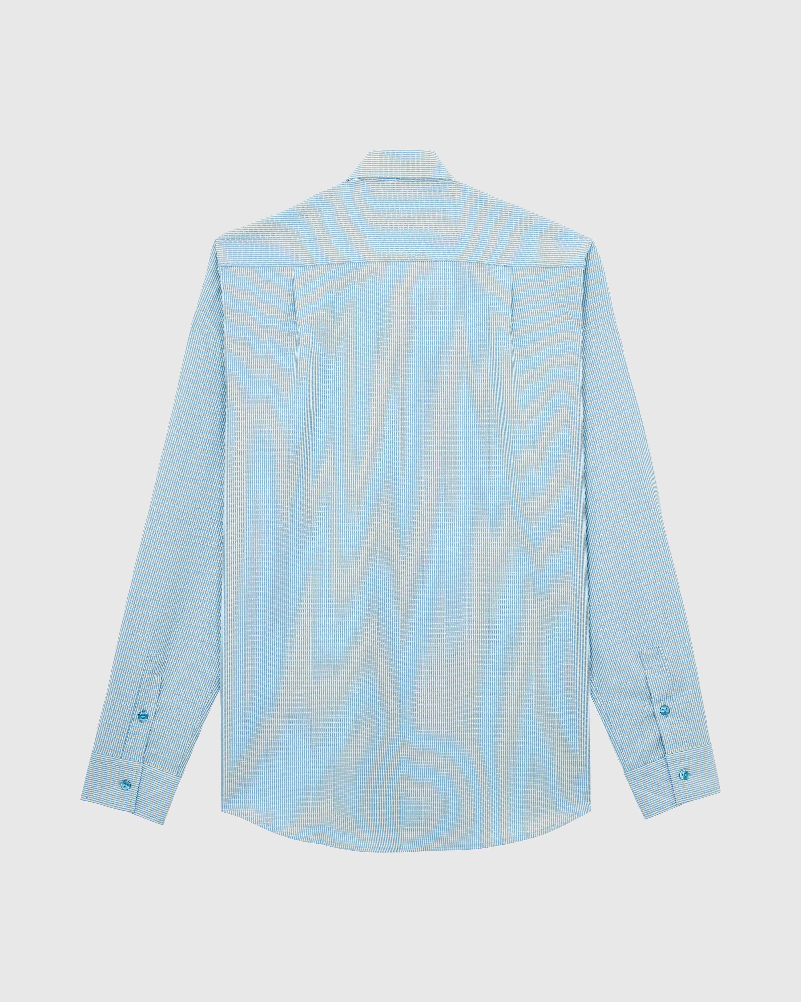 Men Wool Shirt Micro Rayures Tailoring BLUE TOPAZ back view