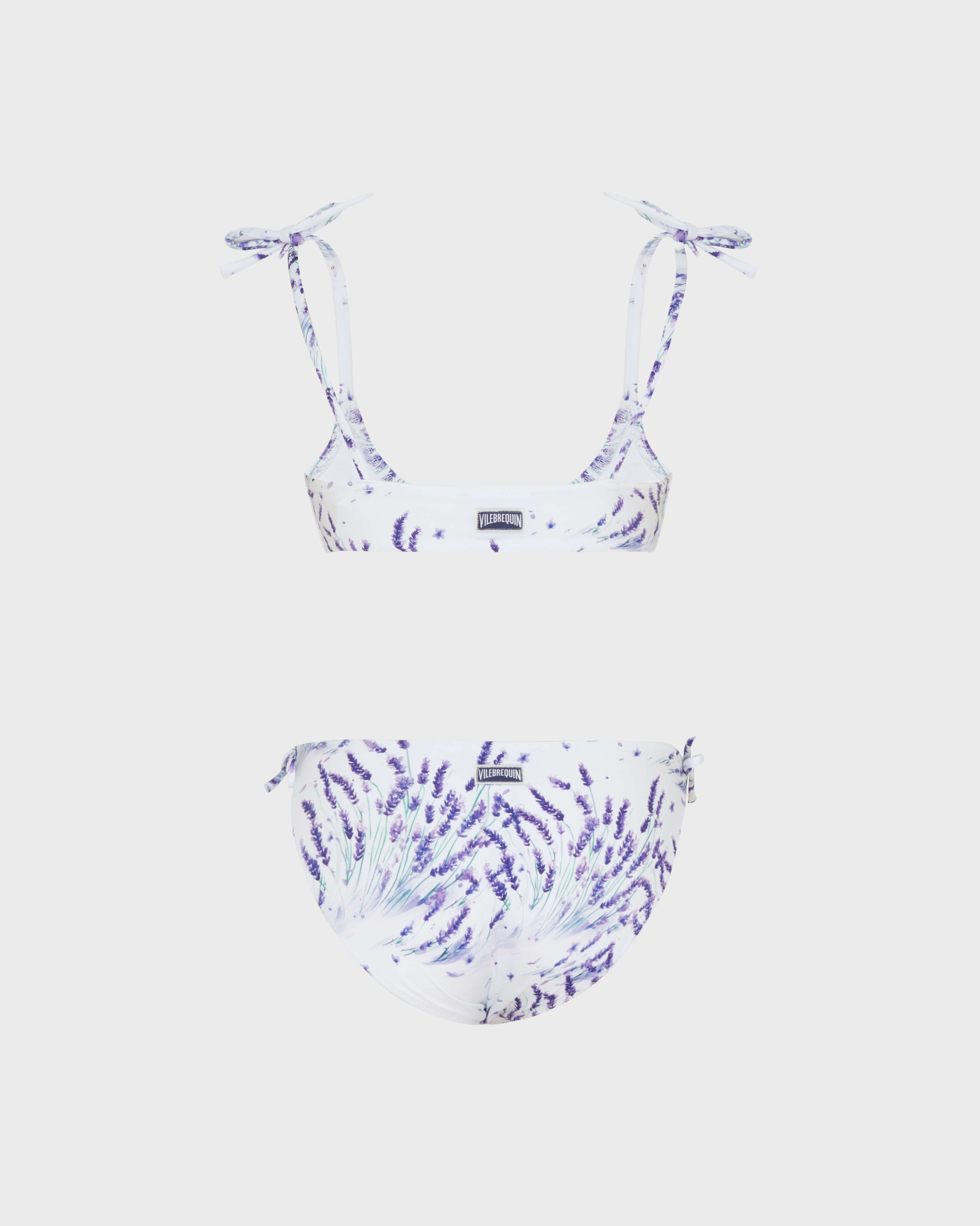 Bañador de dos piezas de color lavanda para niña BLANCO back view