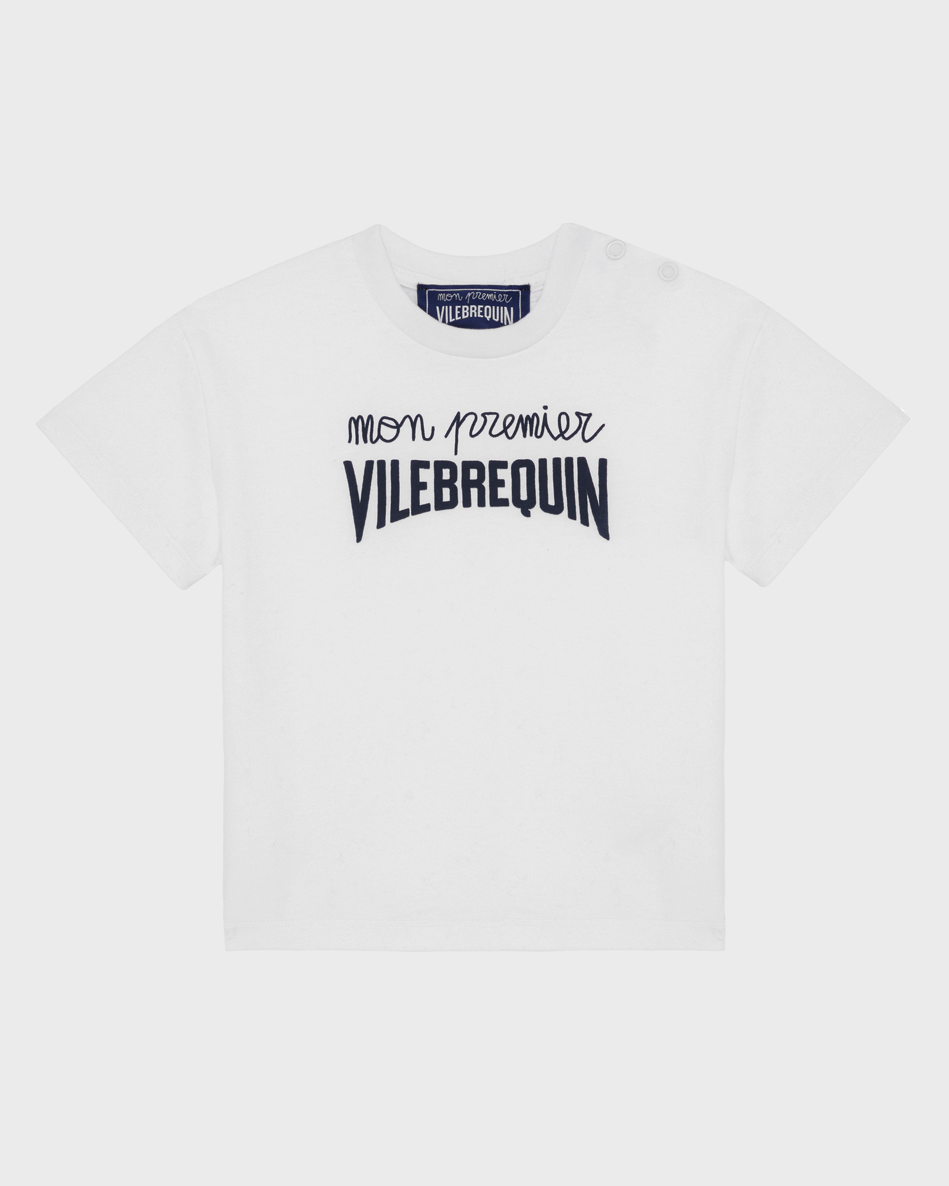 Baby Organic Cotton T-shirt Embossed Logo WHITE front view