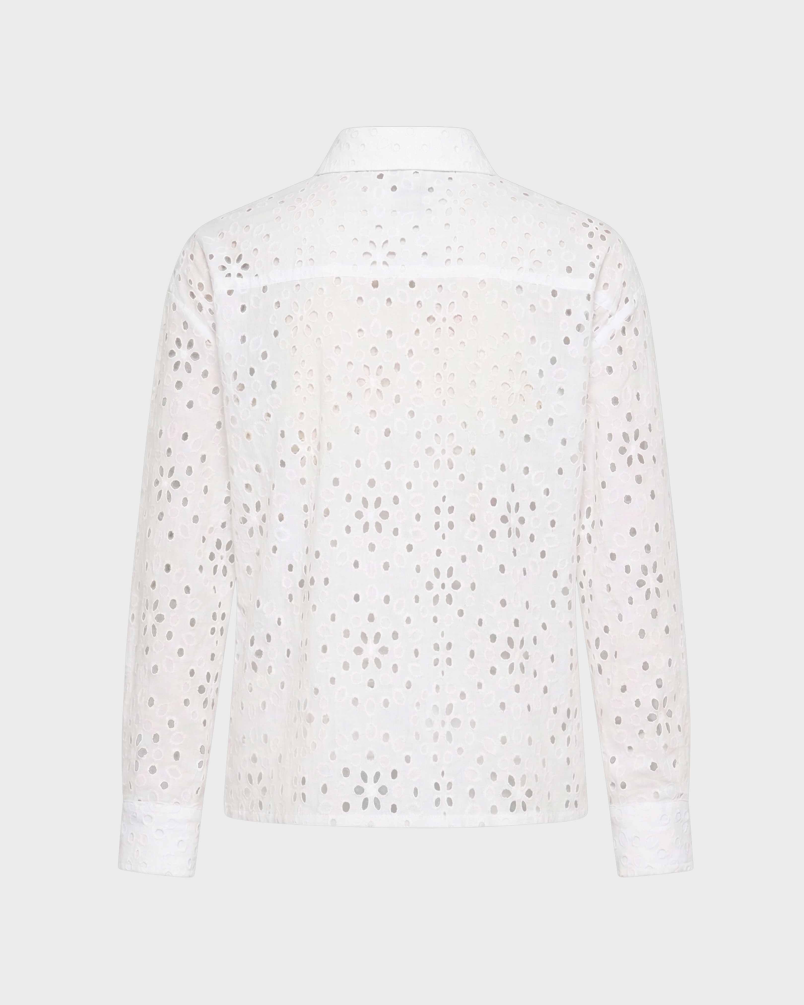 Camisa de Bordado Suizo Floral para mujer BLANCO back view