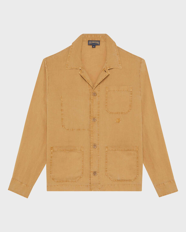 Vilebrequin - Men Linen Overshirt Mineral Dye Color - Jacket - Corentin - Brown - Size L