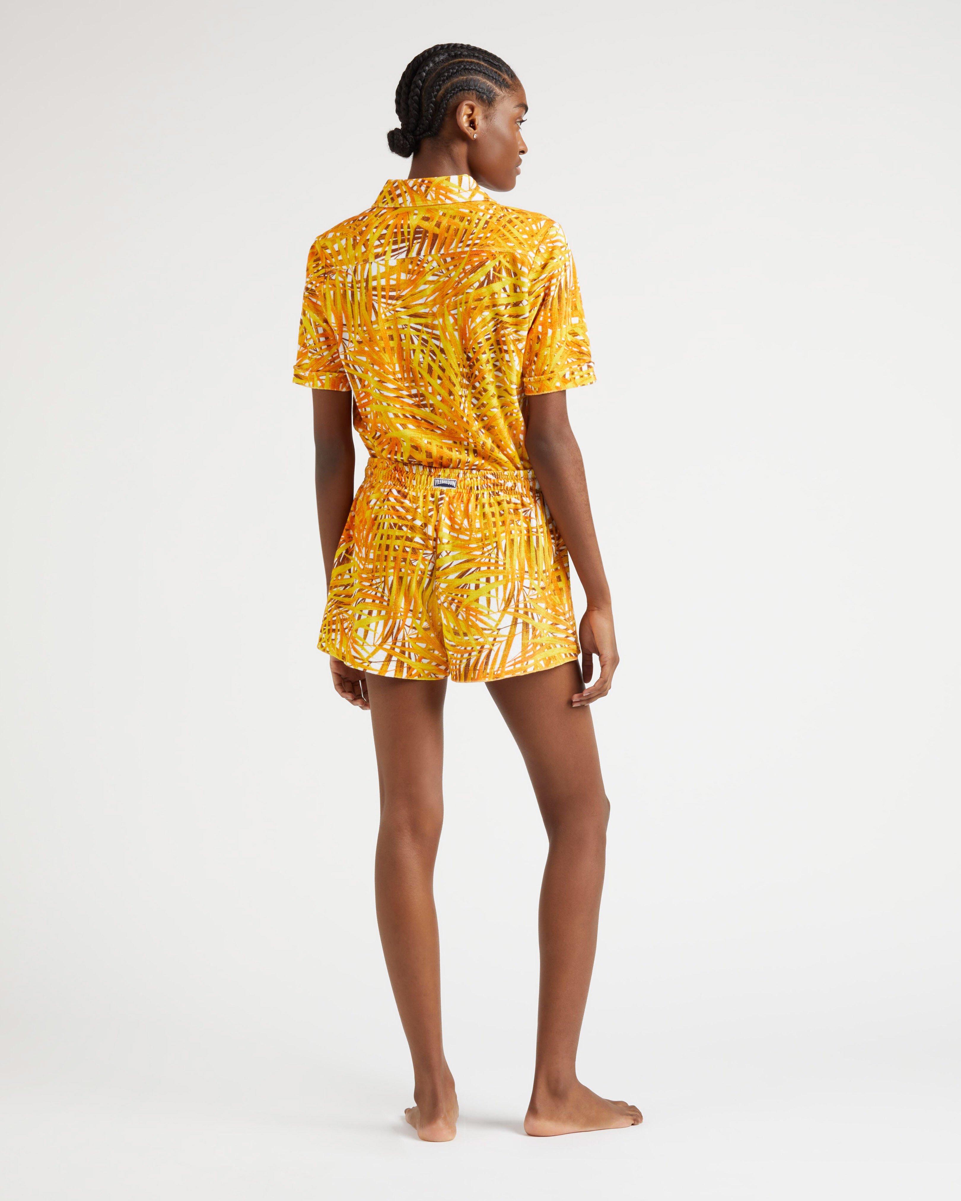 Women Terry Shorts Palm Leaves MANGO backworn view