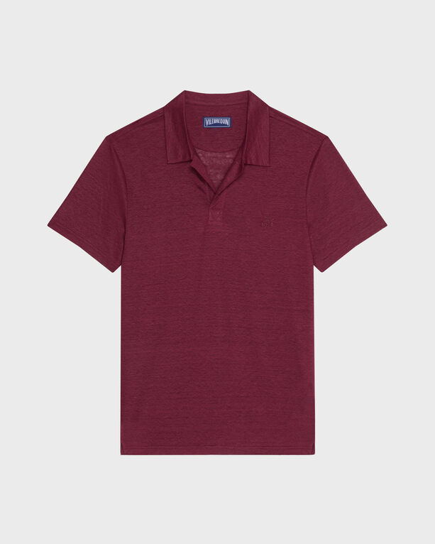 Vilebrequin - Men Linen Jersey Polo Shirt Solid - Polo - Pyramid - Red - Size M