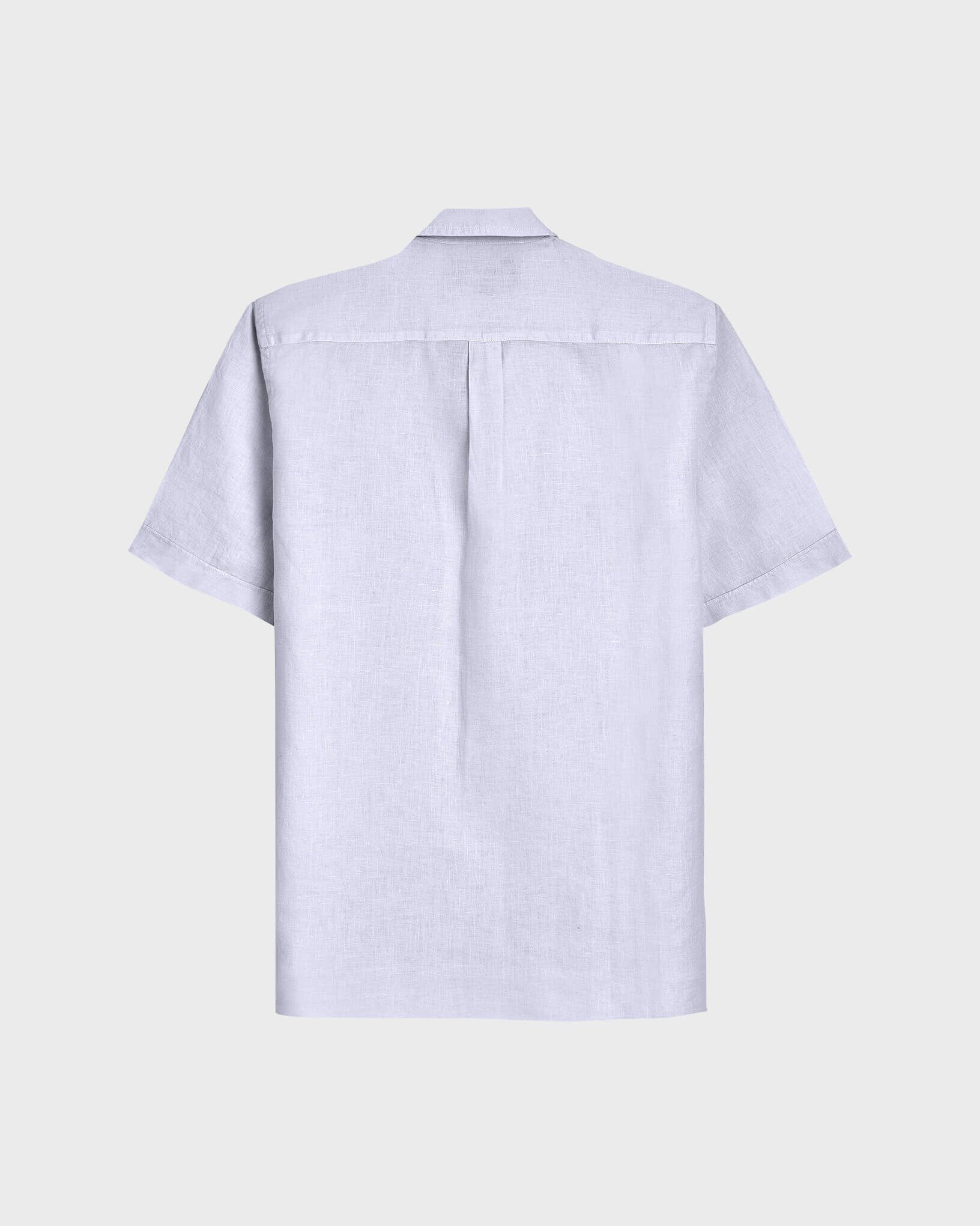 Men Bowling Linen Shirt Solid WHITE back view
