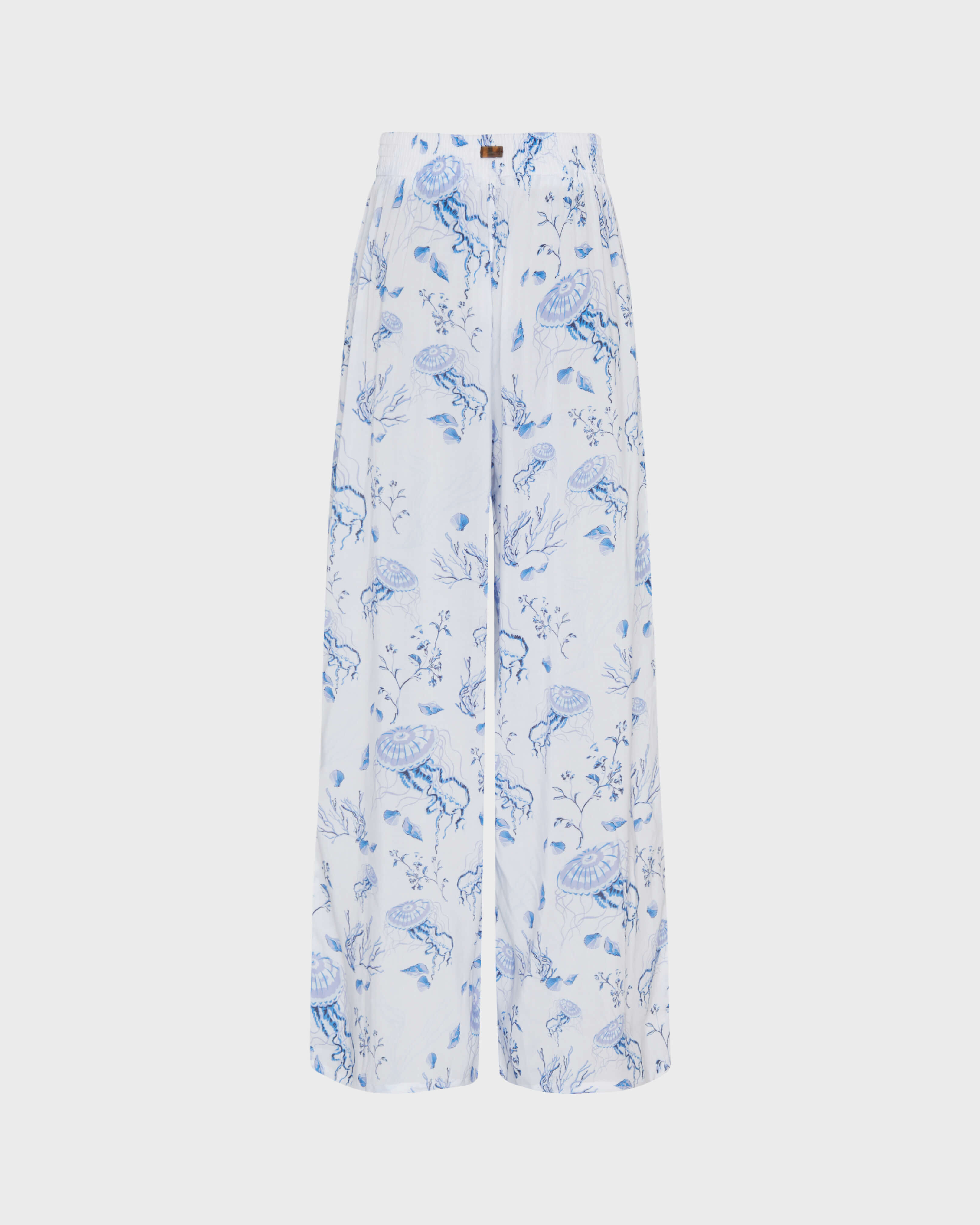 Women Viscose Pants Medusa and Shells WHITE back view