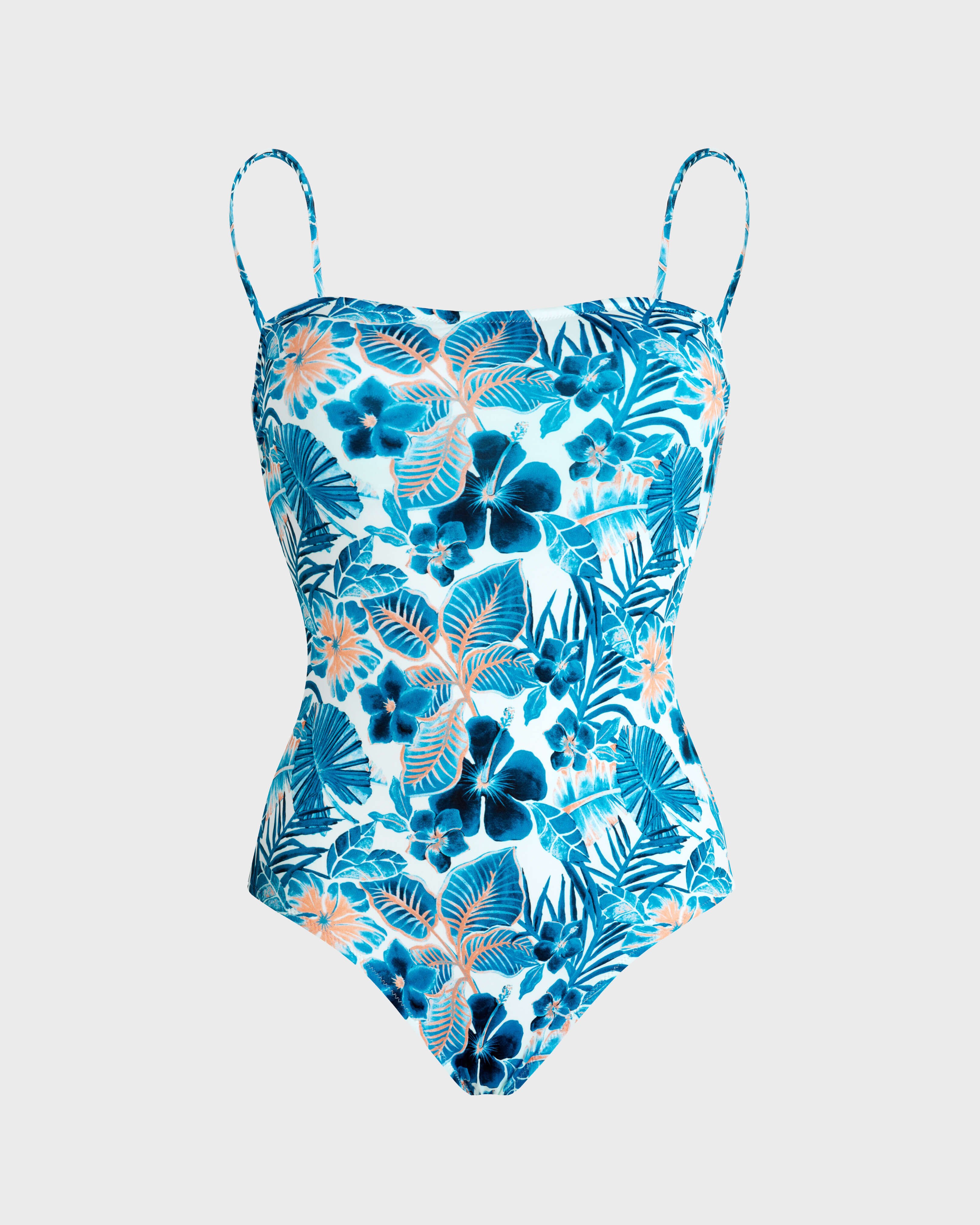 Bañador de una sola pieza tipo bustier con estampado Island Flowers para mujer BLANCO front view
