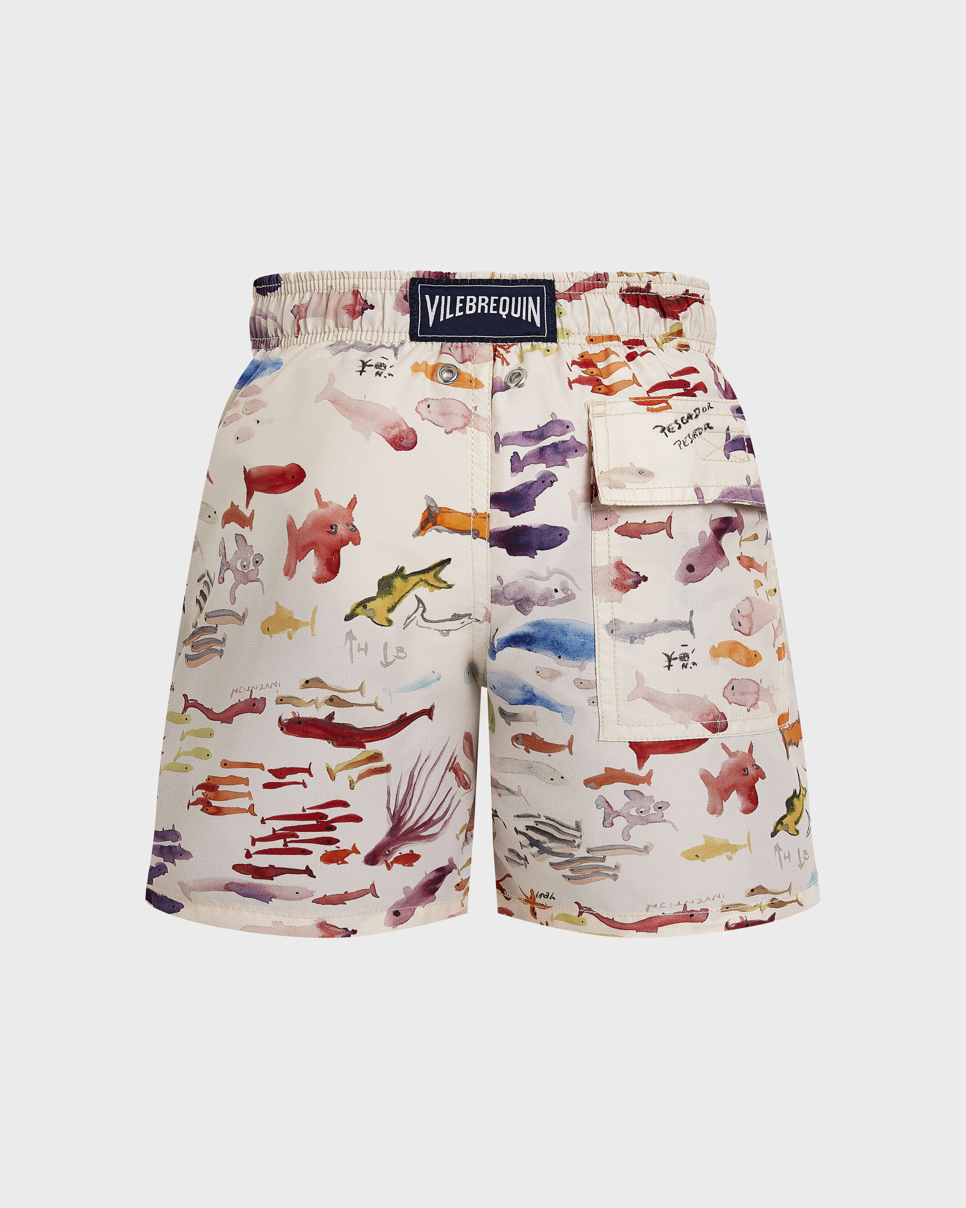 Pescador Badeshorts für Jungen – VBQ x Fabrice Hyber PAPIER back view