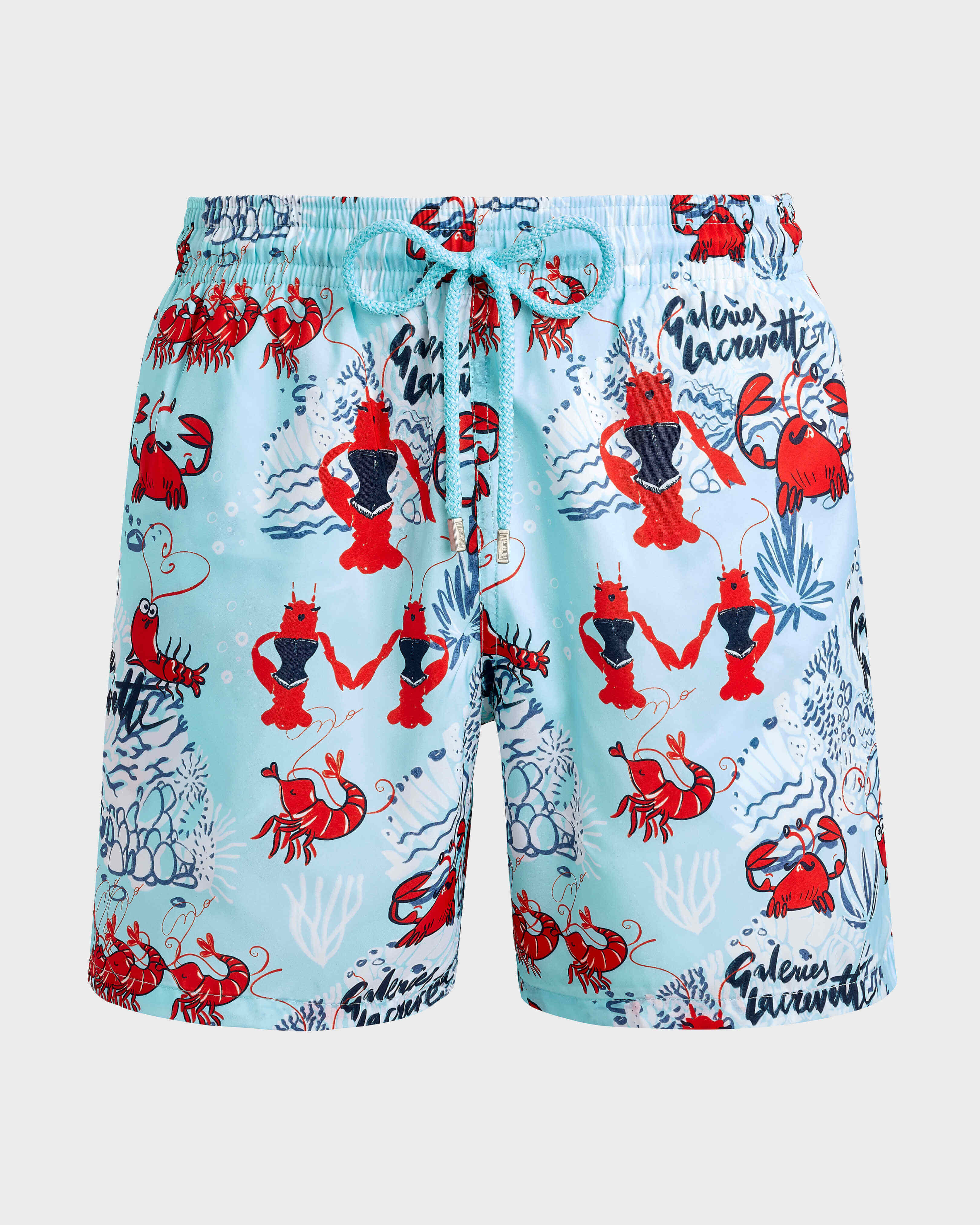 Men Swim Shorts Ultra-Light and Packable Crevettes en fête THALASSA front view