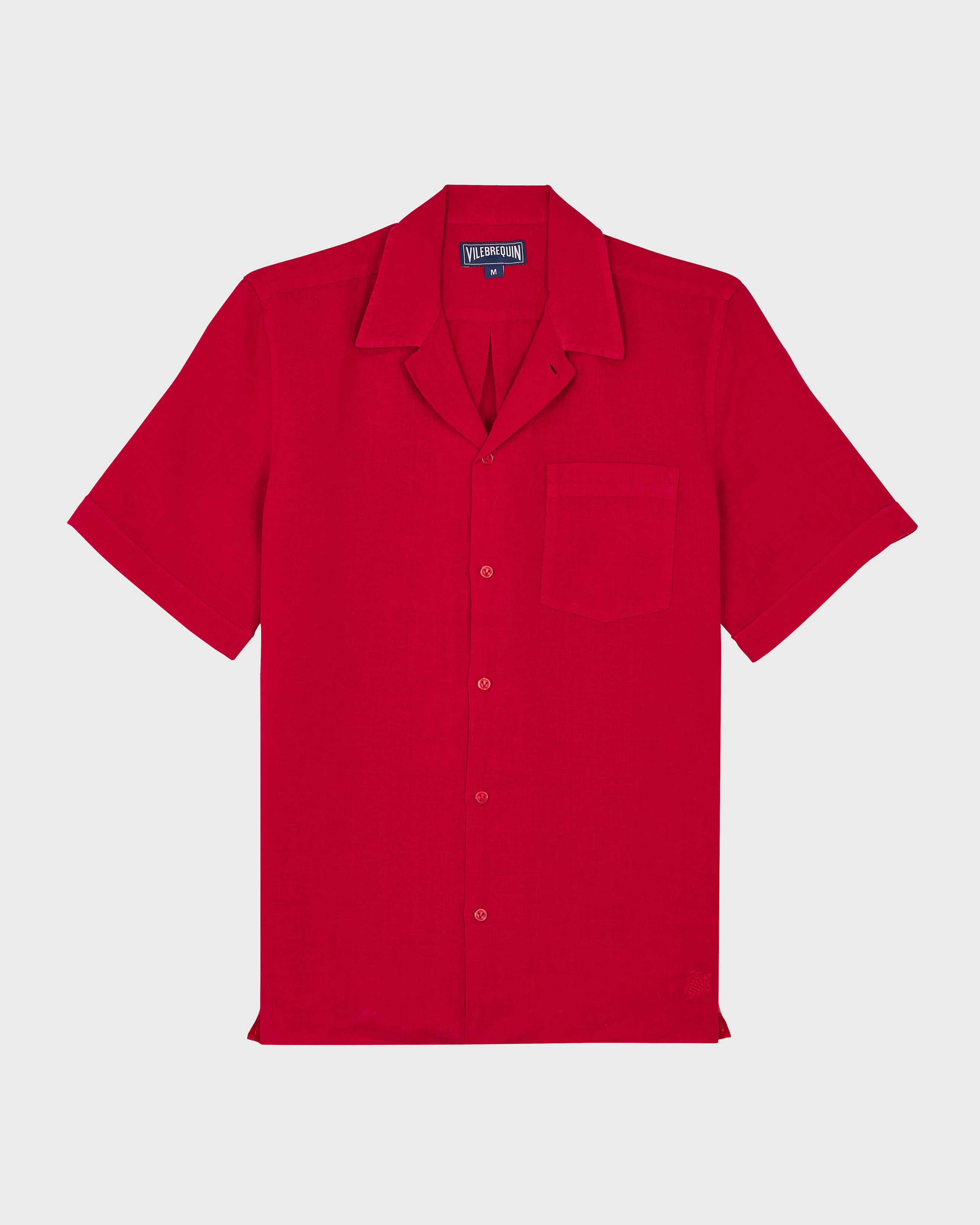 Camisa de bolos de lino de color liso para hombre MOULIN ROUGE front view