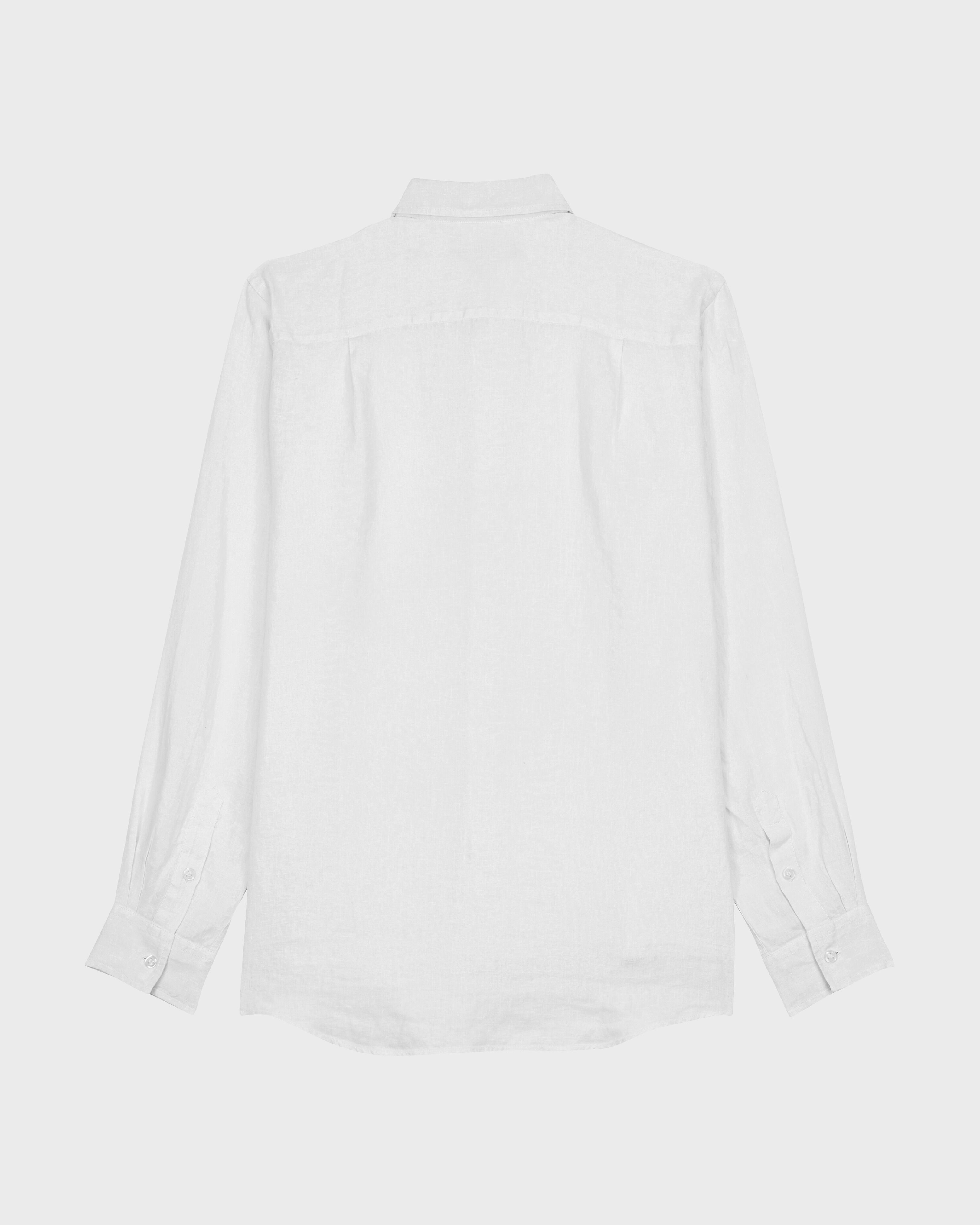 Camisa de lino lisa para hombre BLANCO back view