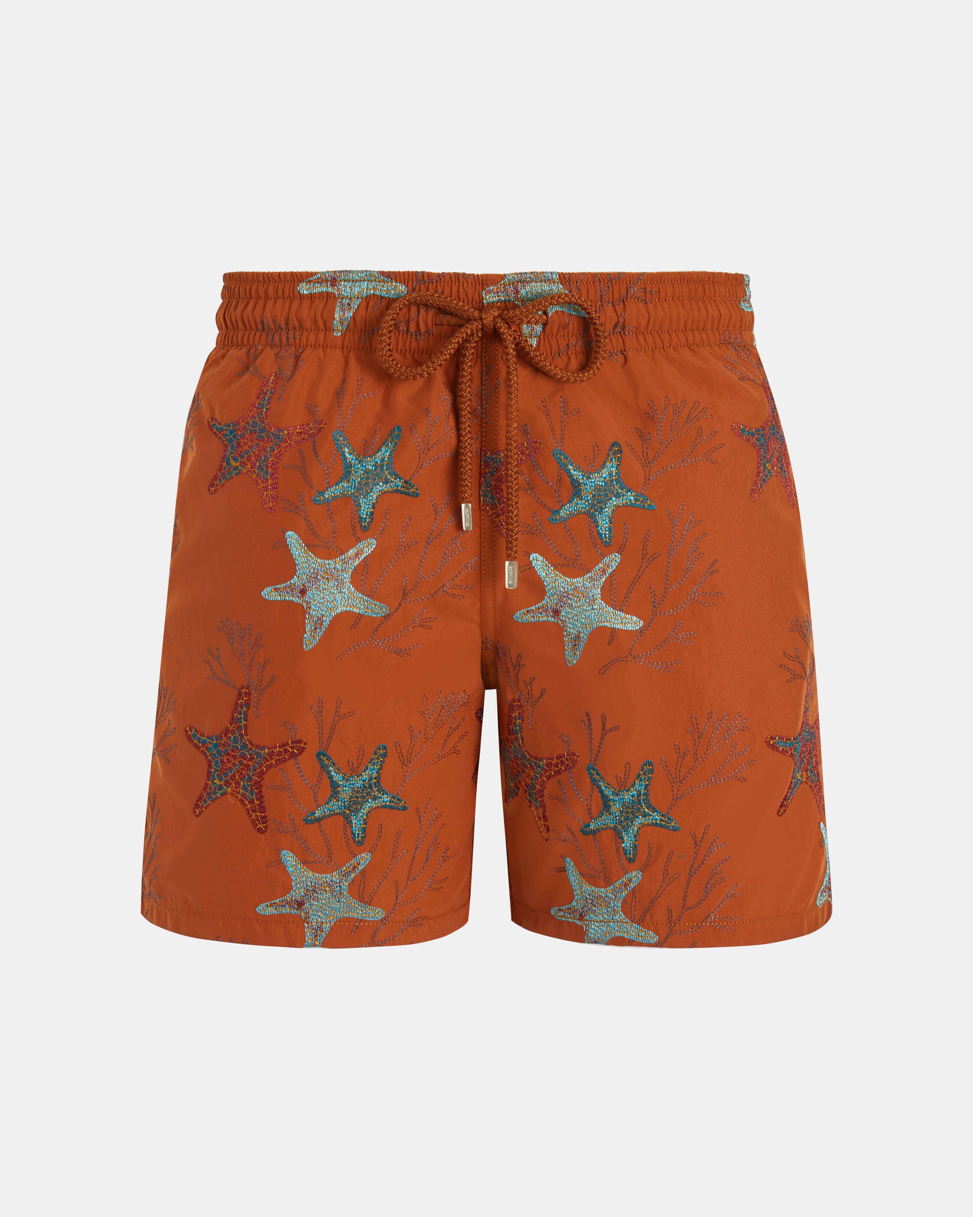 Men Swim Shorts Embroidered Glowed Stars - Limited Edition CARAMEL front view
