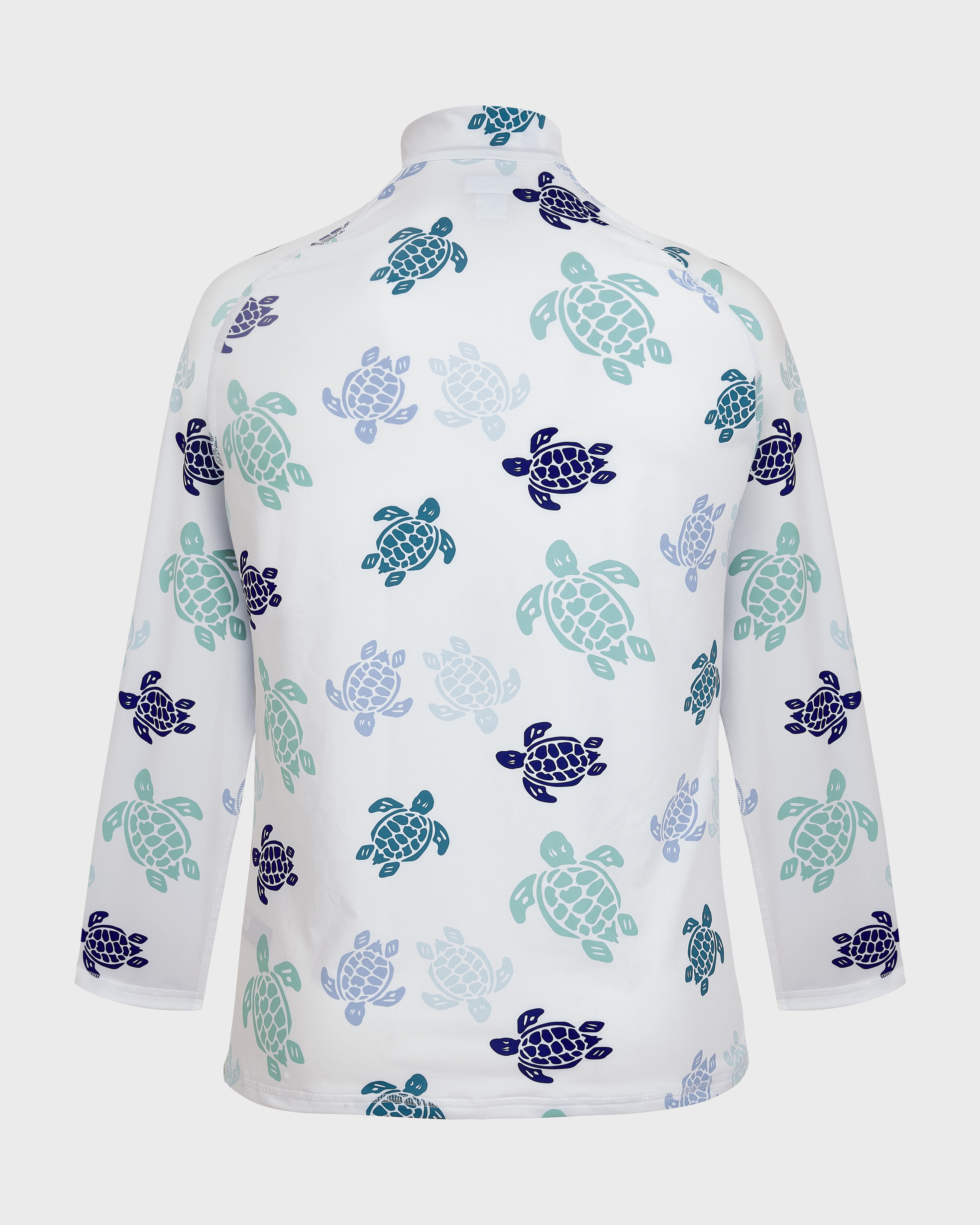 Langärmeliger Tortues Multicolores Rashguard mit Reißverschluss für Herren WEISS back view