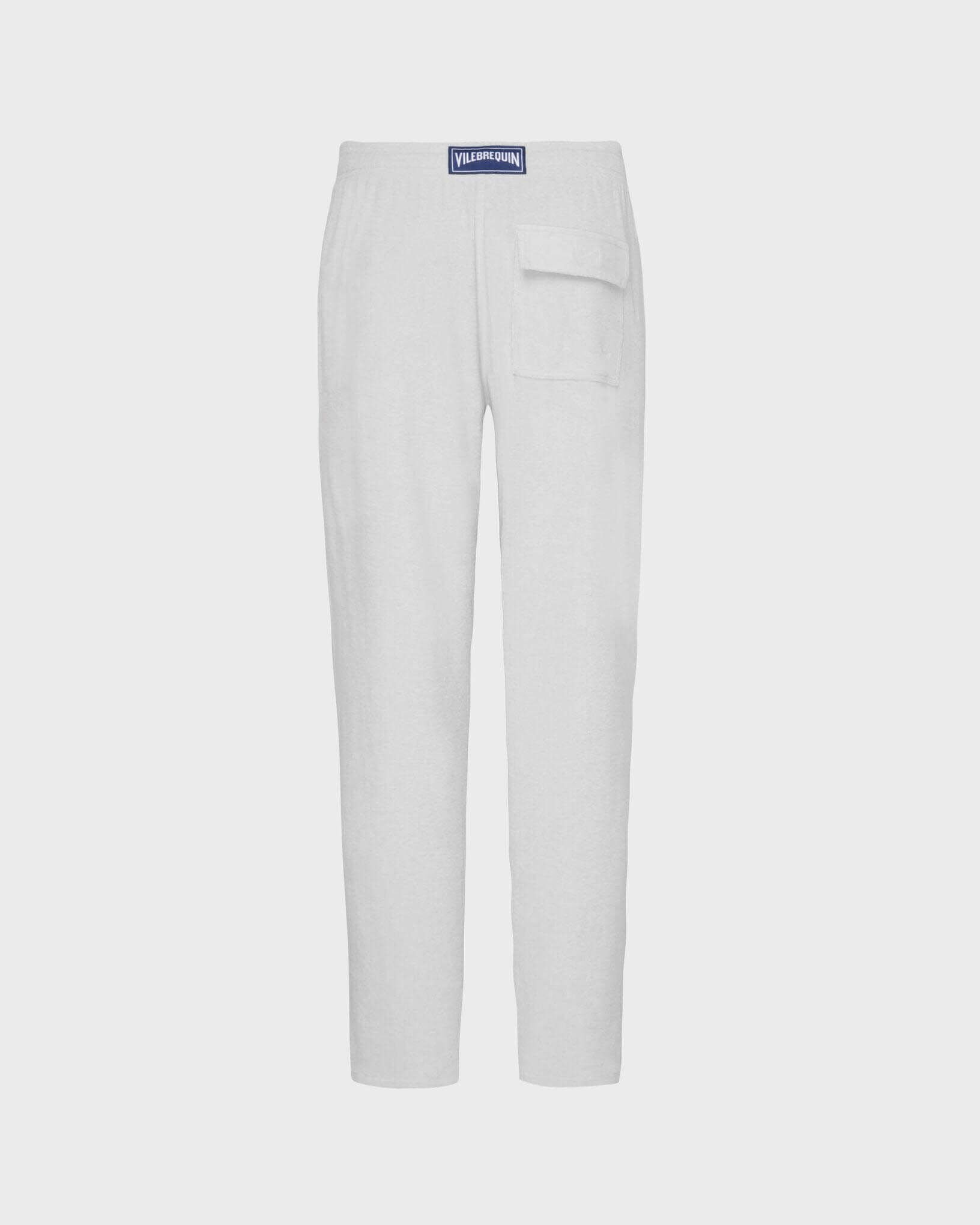 Men Terry Pants Solid WHITE back view