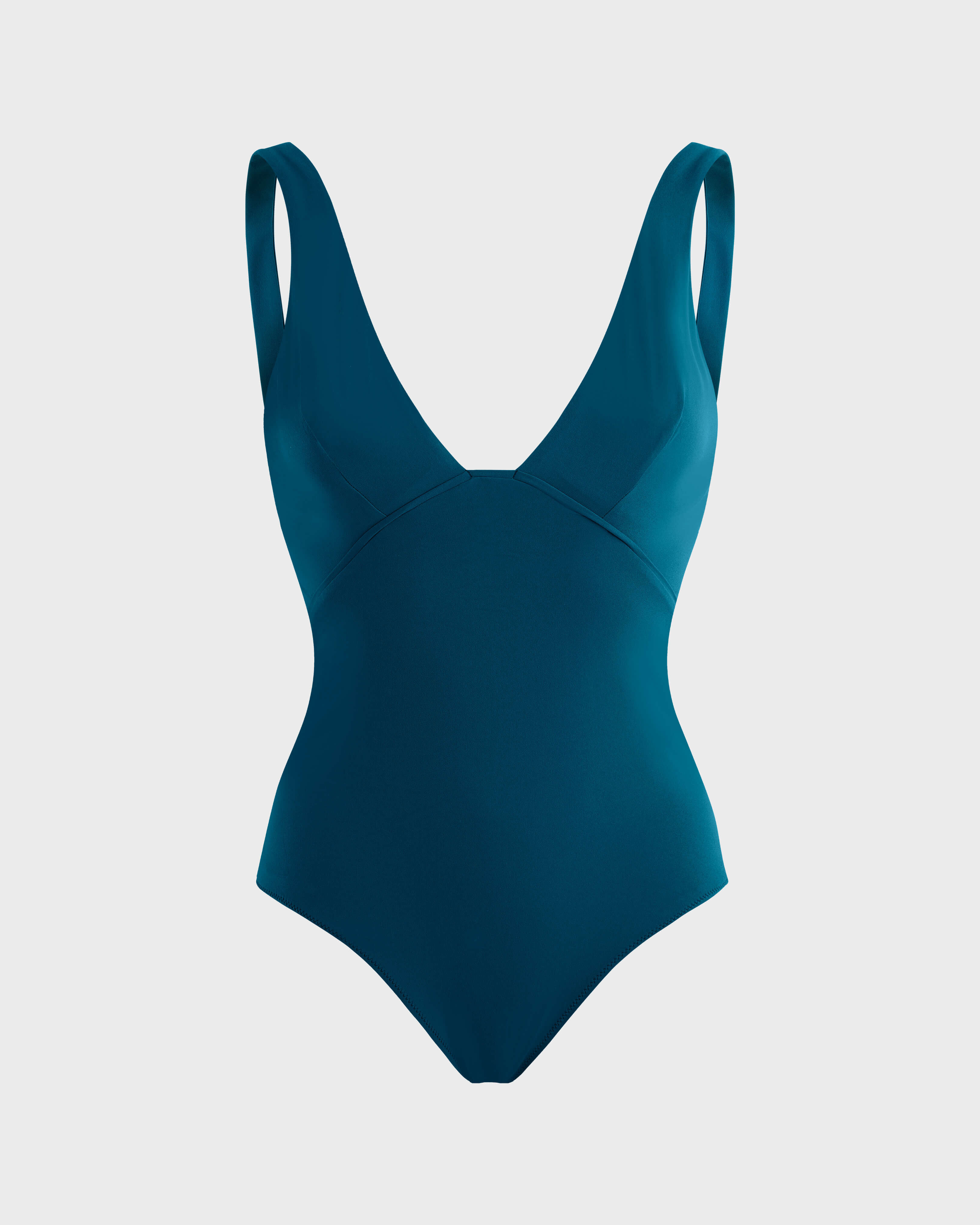 Women Halter One-piece Swimsuit Solid PEACOCK front view