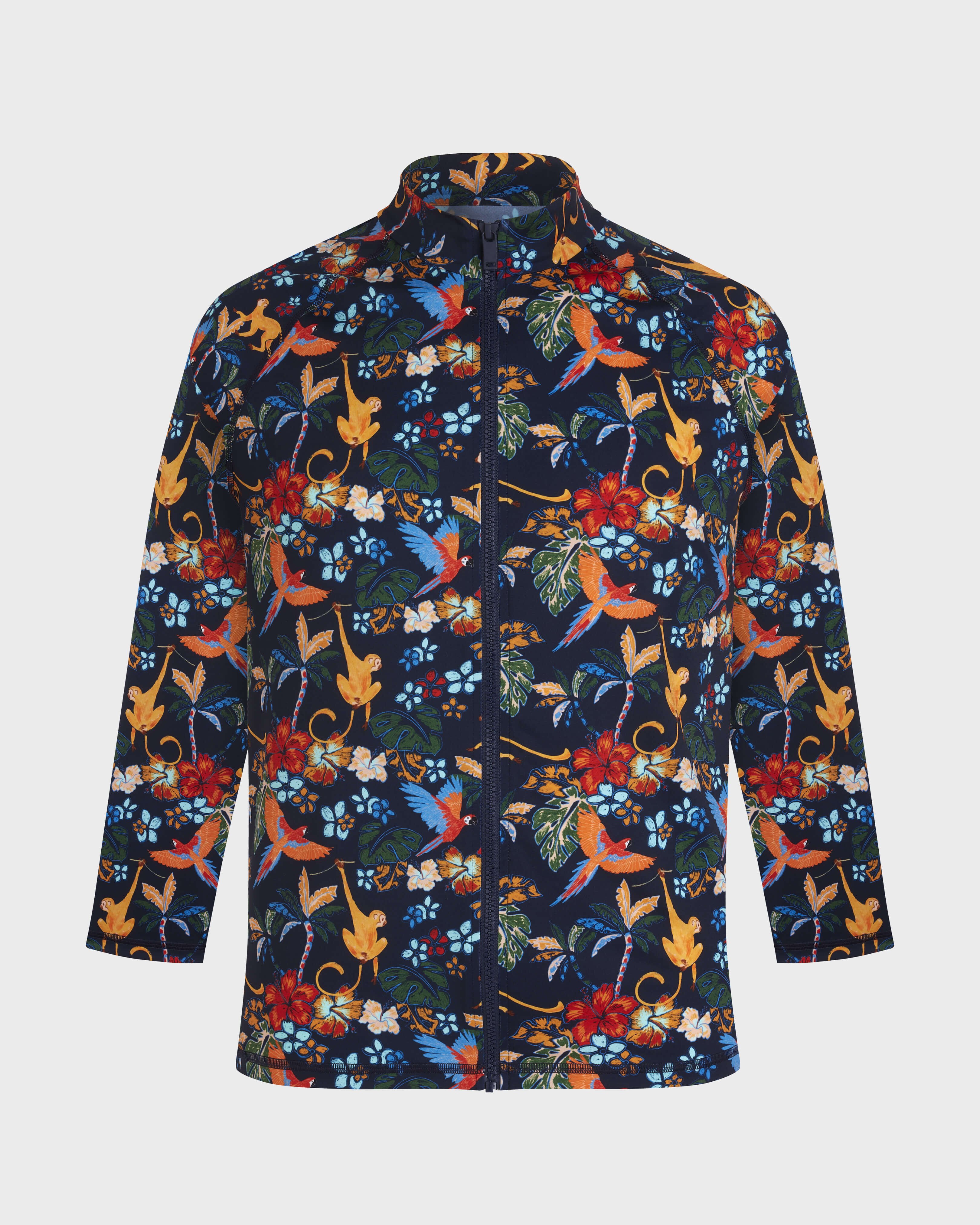 Camiseta de baño de manga larga con cremallera, protección solar y estampado Salvador para hombre AZUL MARINO front view