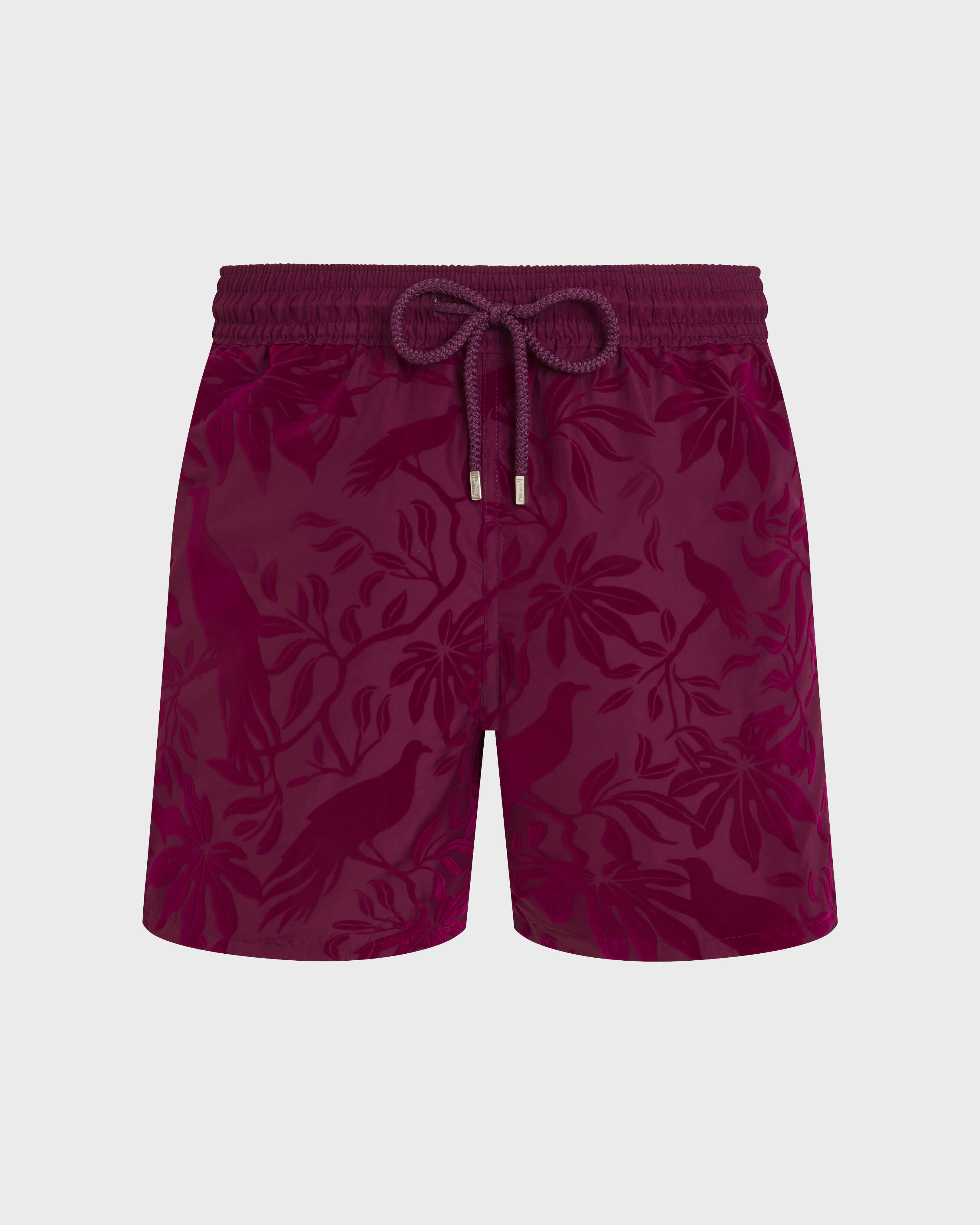 Men Ultra-light and packable Swim Shorts Flocked Birds of paradise KERALA front view