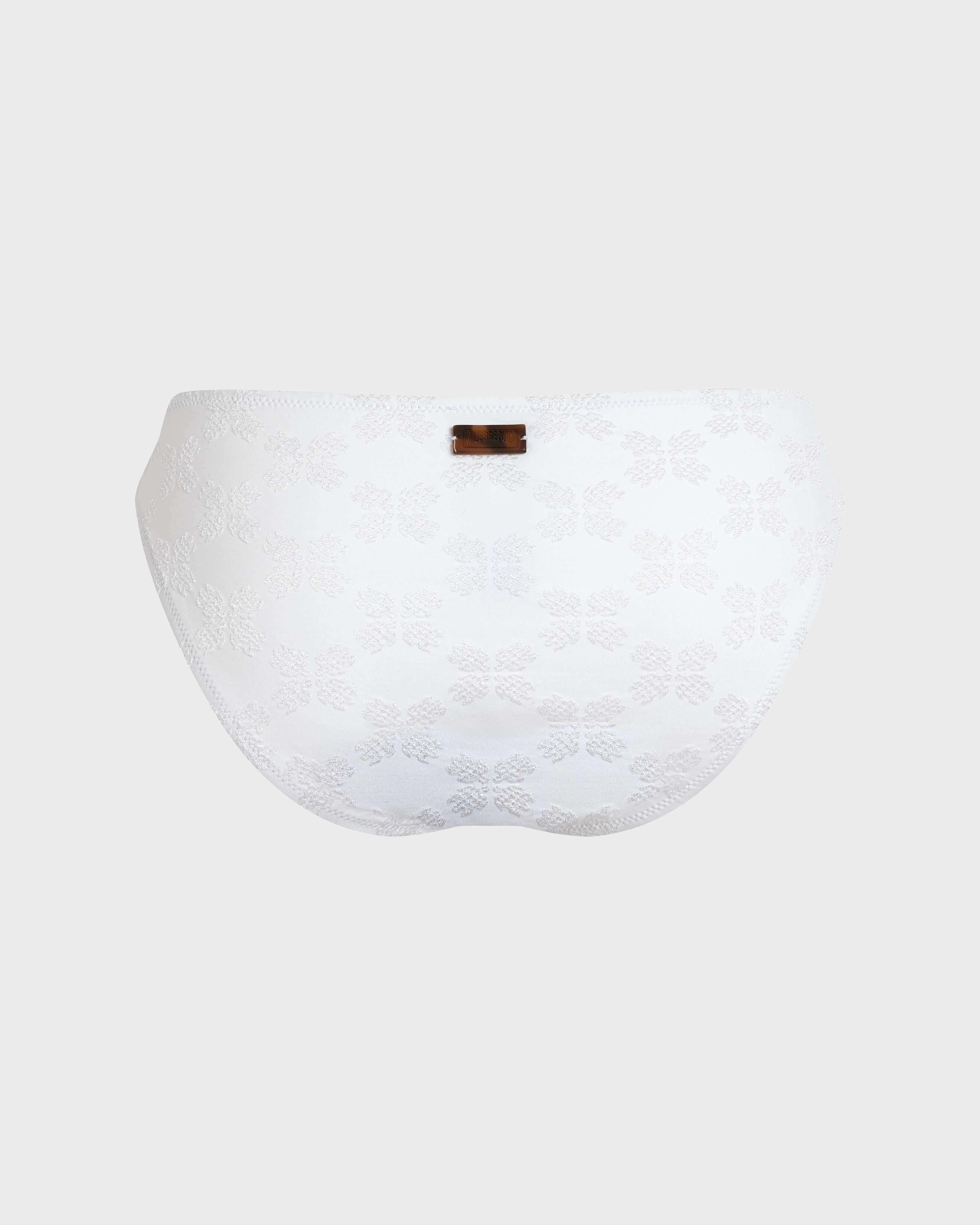 Culotte bikini donna in jacquard Turtles Monogram BIANCO back view